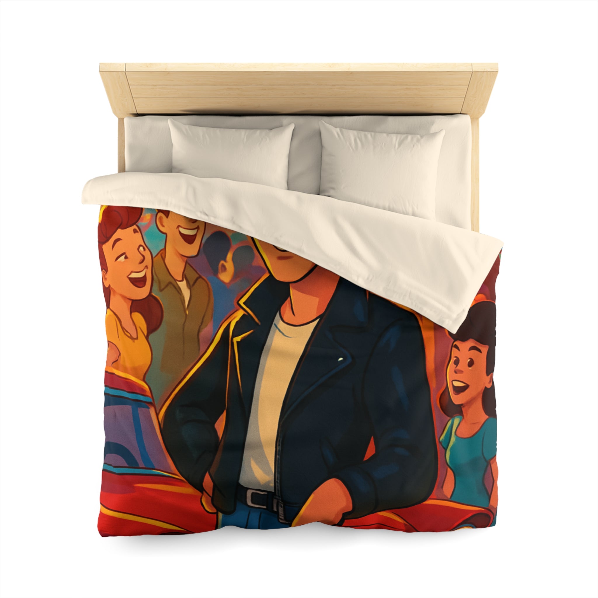 Housse de couette style rétro avec ambiance parc d'attractions colorée et joyeuse