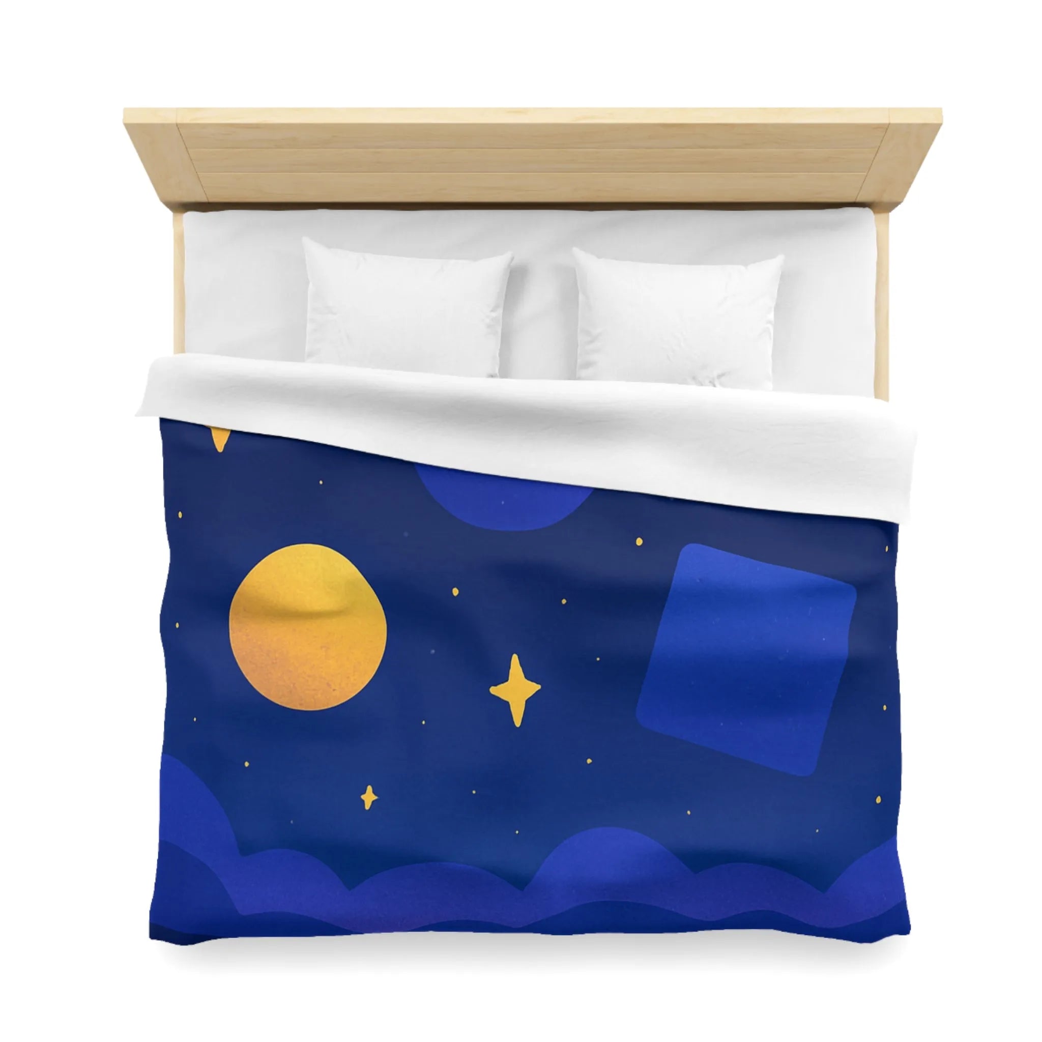 Housse de couette géométrique abstraite avec formes colorées et ciel étoilé nocturne