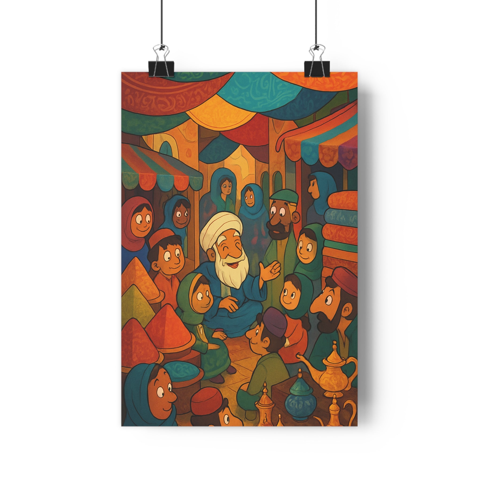 Poster décoratif animé bazar coloré ludique joyeux salon chambre enfants exotique chaleureux ambiance accueillante