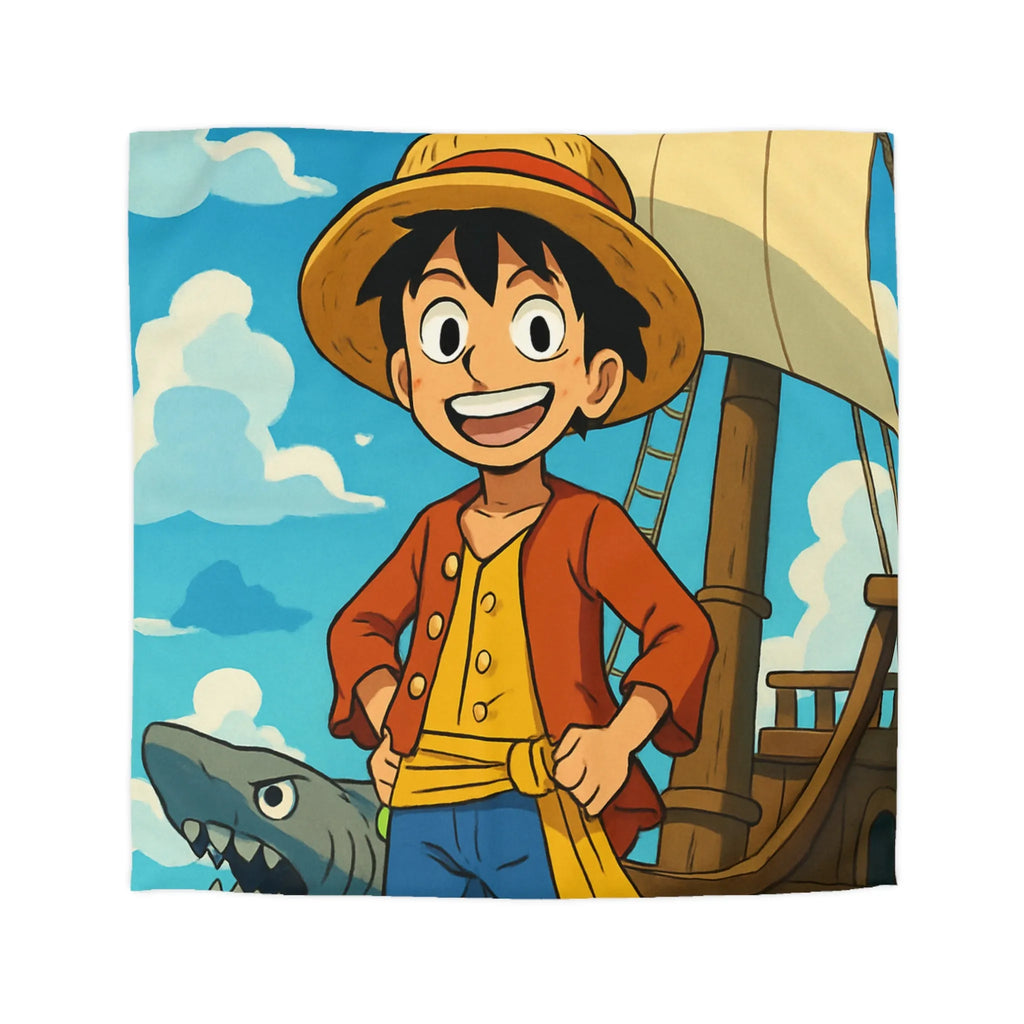 Housse de Couette Anime Pirate Enfant Aventure Bateau Mer Ciel Bleu Nuages