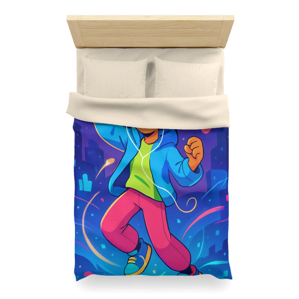 Housse de couette dynamique : Jeune dansant casque urbain musique nuit étoilée
