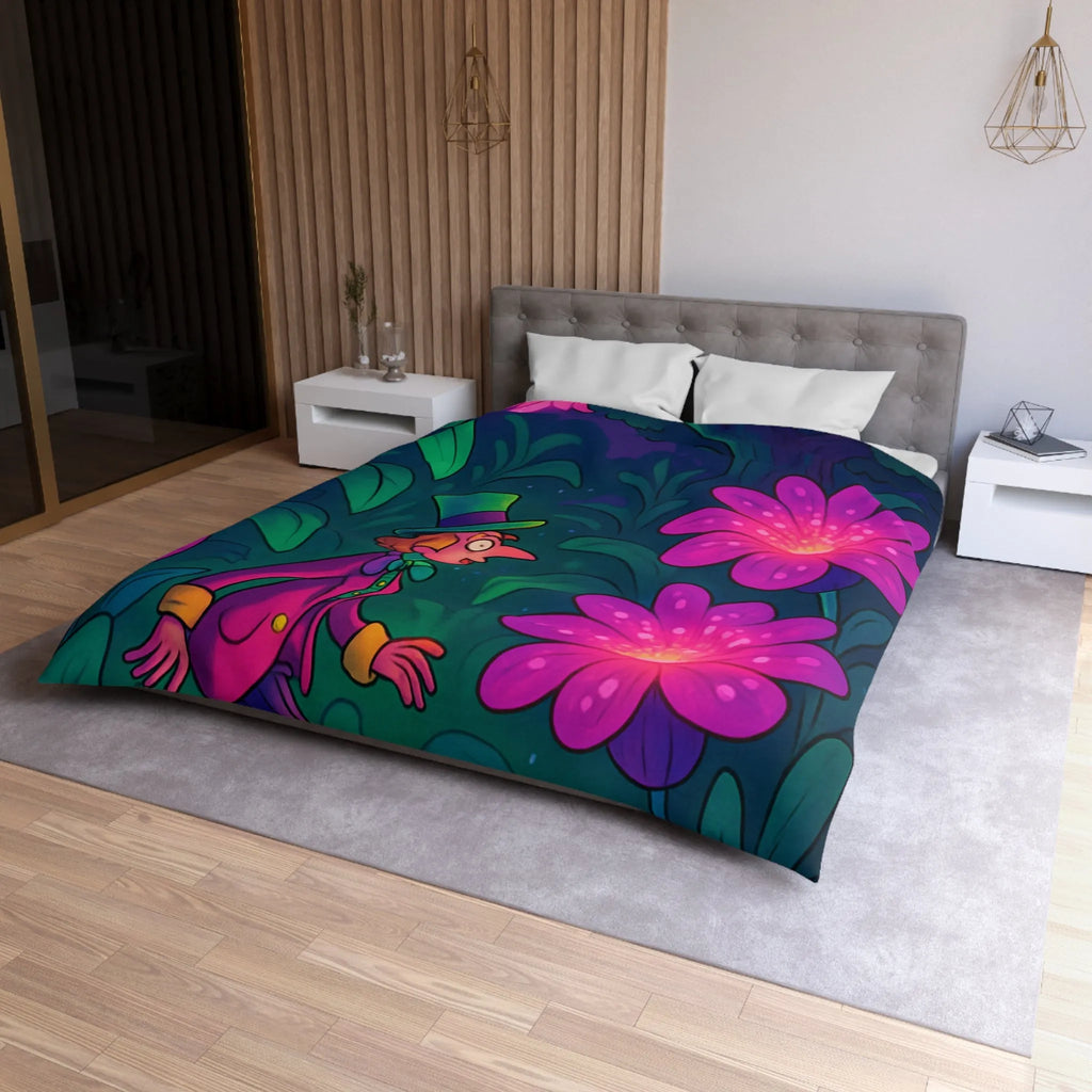 Enchantement féerique : Housse de couette avec paysage nocturne et personnage mystérieux