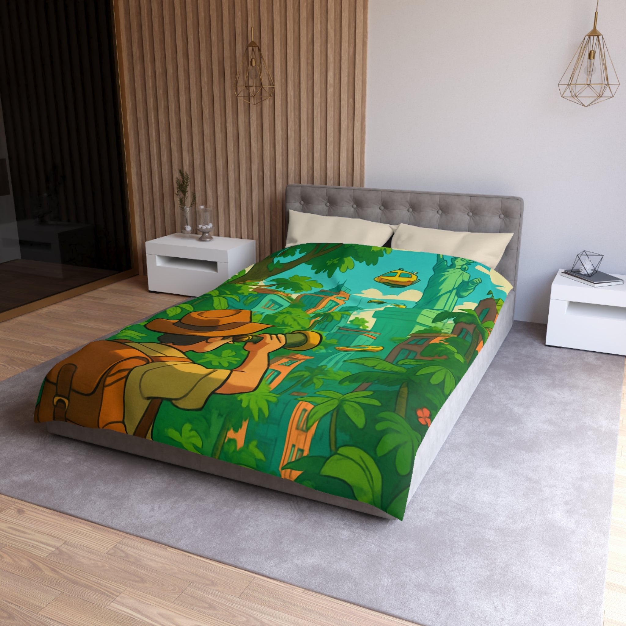 Housse de Couette Microfibre Motif Créatif Original Style Contemporain Chambre Élégante