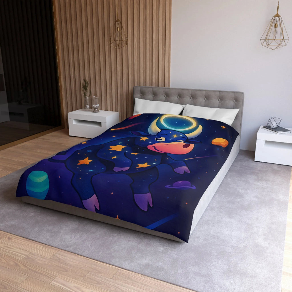 Housse de couette enfant avec taureau cosmique et étoiles au ciel enchanteur