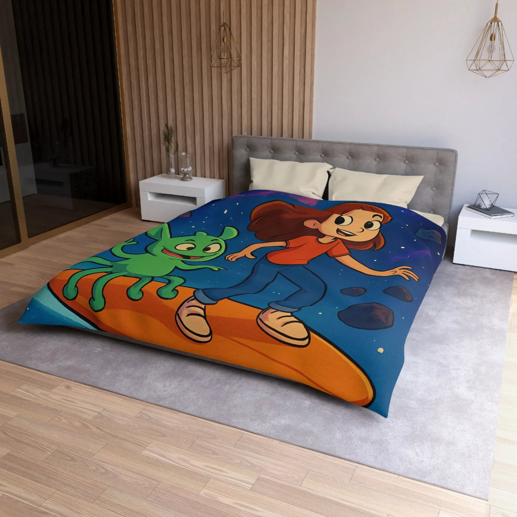 Explorez l’univers avec cette housse de couette lumineuse pour enfants, style aventure cosmique