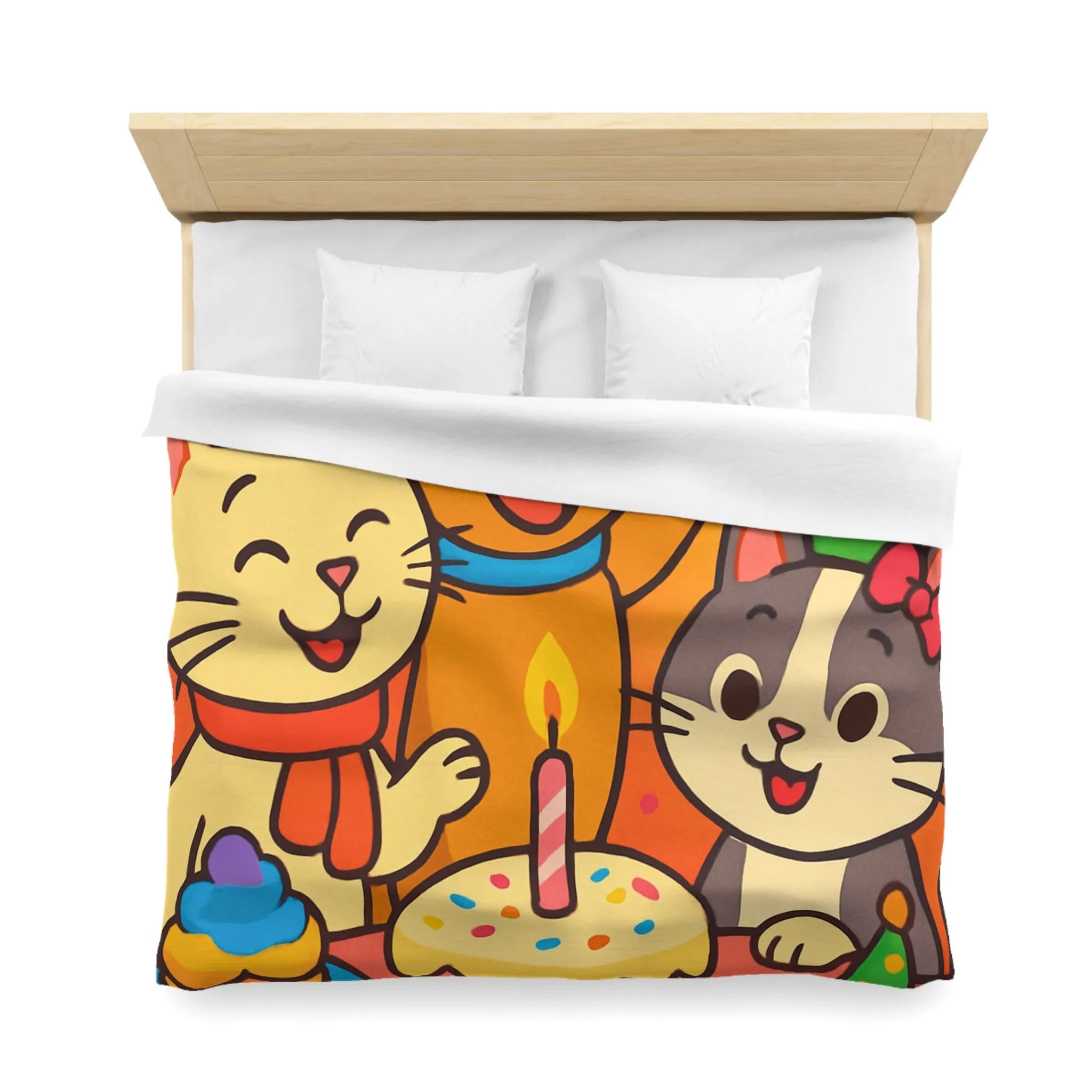 Housse de couette joyeuse et colorée avec animaux en fête pour chambre d'enfant