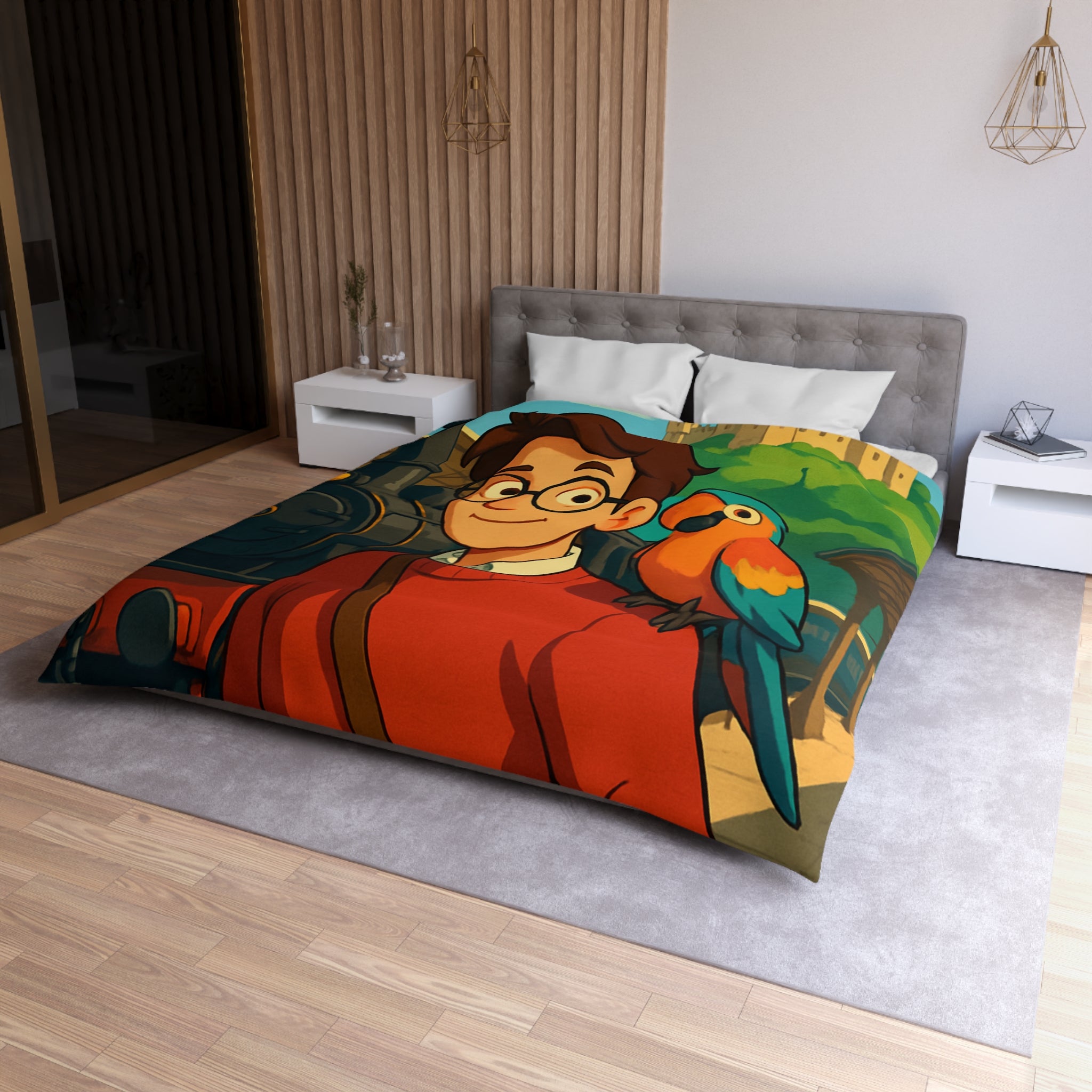 Housse de Couette Microfibre Illustration Unique Design Moderne Décoration Intérieure Raffinée