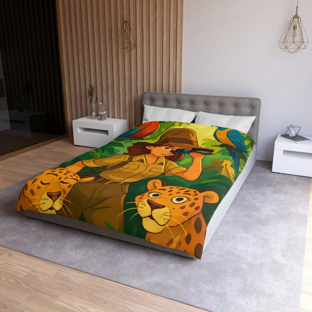 Exploration tropicale avec perroquets et jaguars dans la jungle luxuriante et mystérieuse