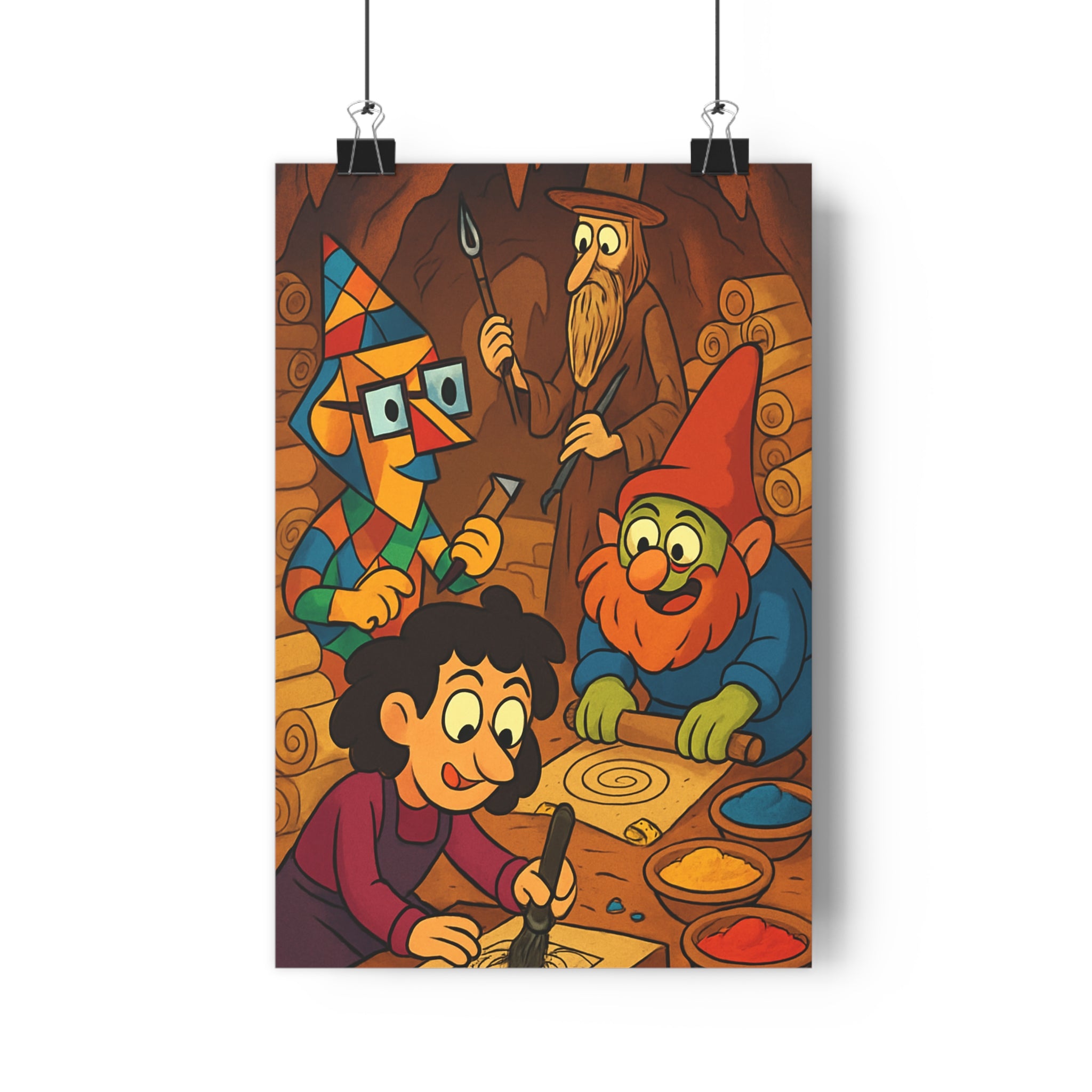 Poster décoratif joyeux cartoon bleu rouge jaune chambre enfant ludique aventure créatif artistique amusant