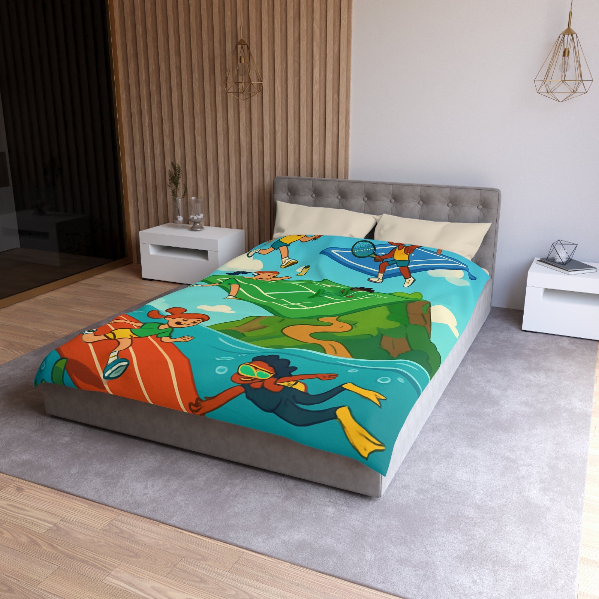 Housse de Couette Microfibre Motif Créatif Original Style Contemporain Chambre Élégante