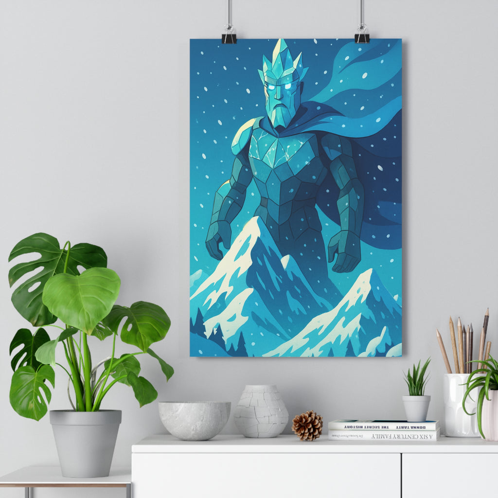 Poster décoratif animé bleu blanc mystique salon chambre majestueux hiver glacé montagnes titan 30x46