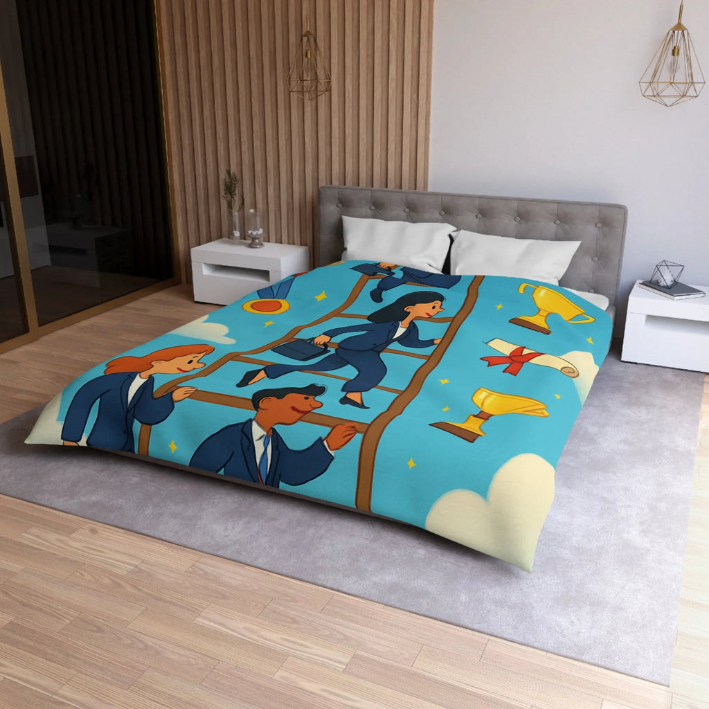 Housse de couette ludique : Échelle des réussites avec trophées et médailles colorées