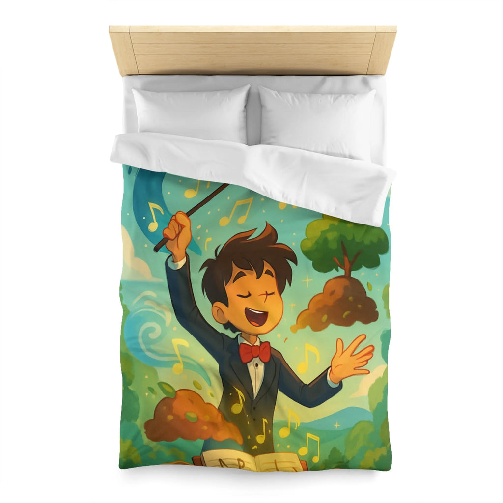 Housse de couette magique avec chef d'orchestre et notes musicales colorées animées