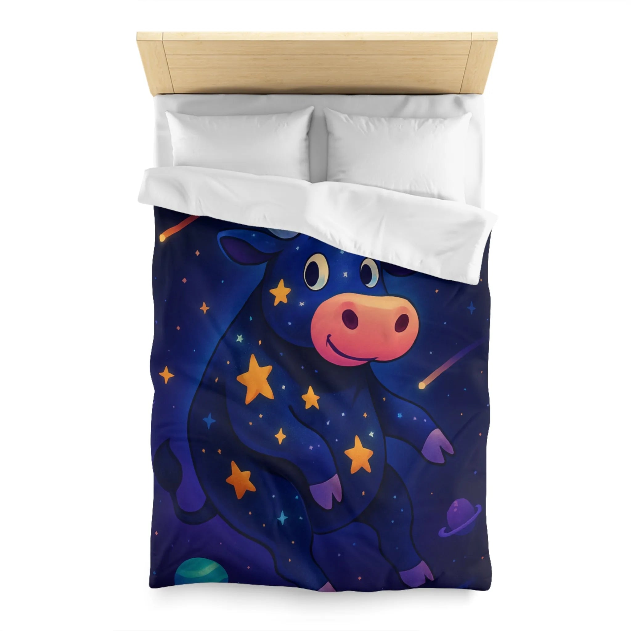 Housse de couette enfant avec taureau cosmique et étoiles au ciel enchanteur