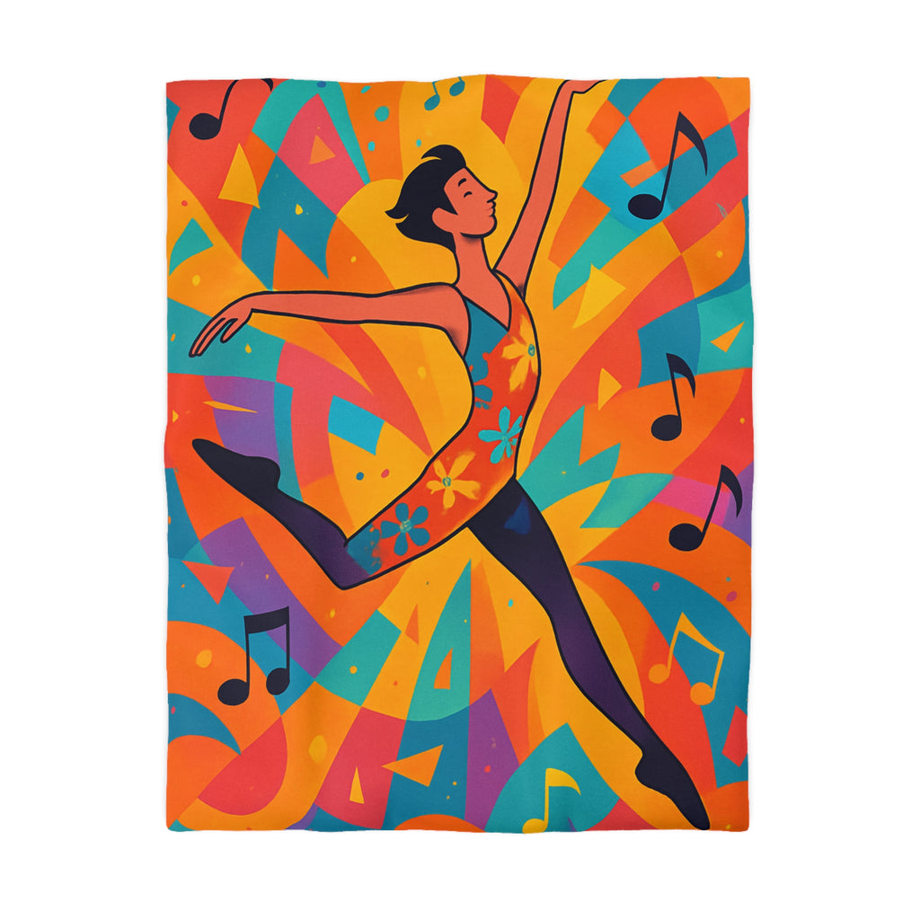 Housse de couette vibrante avec danseur aux couleurs éclatantes et motifs musicaux