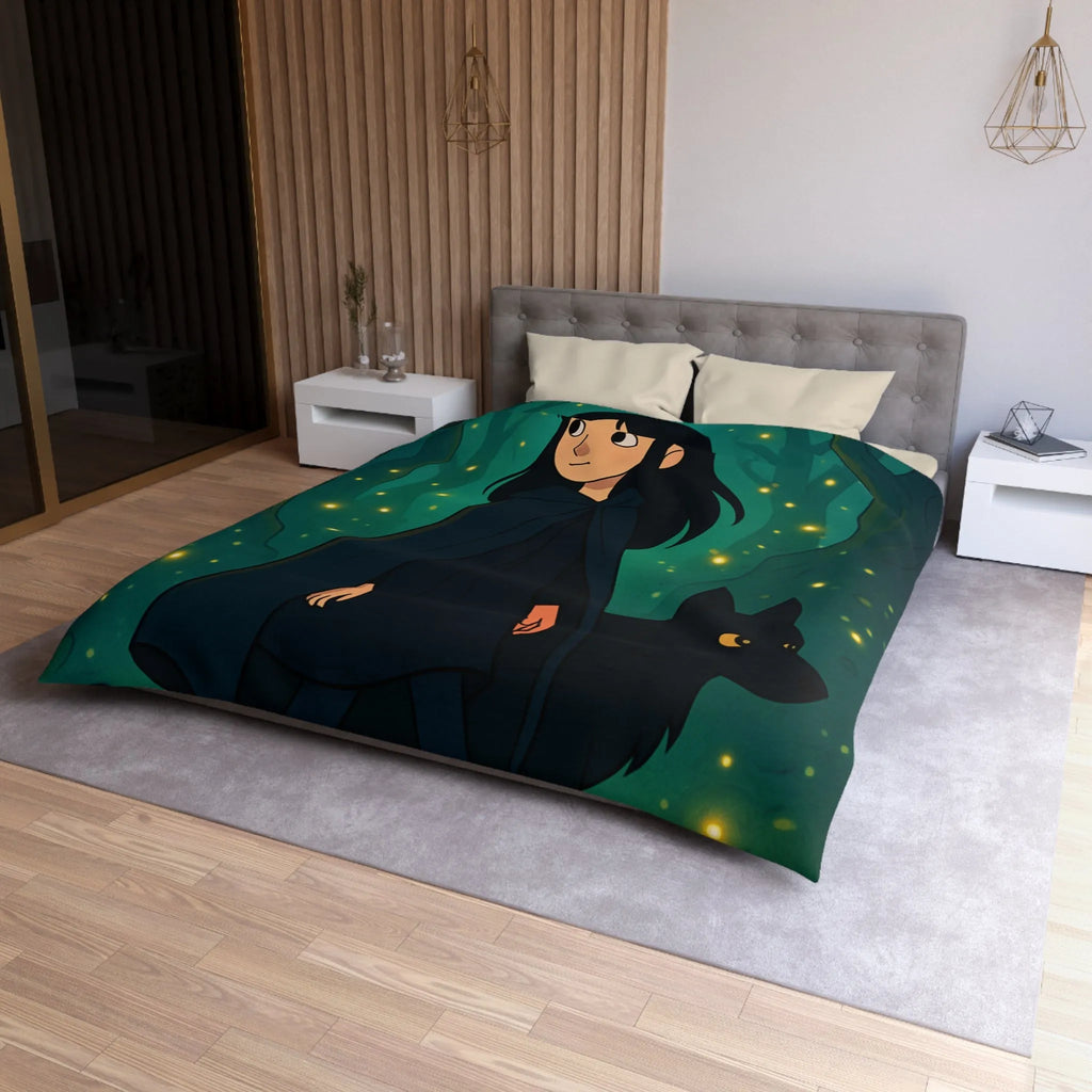 Envolez-vous vers un monde enchanté avec cette housse de couette forêt mystique