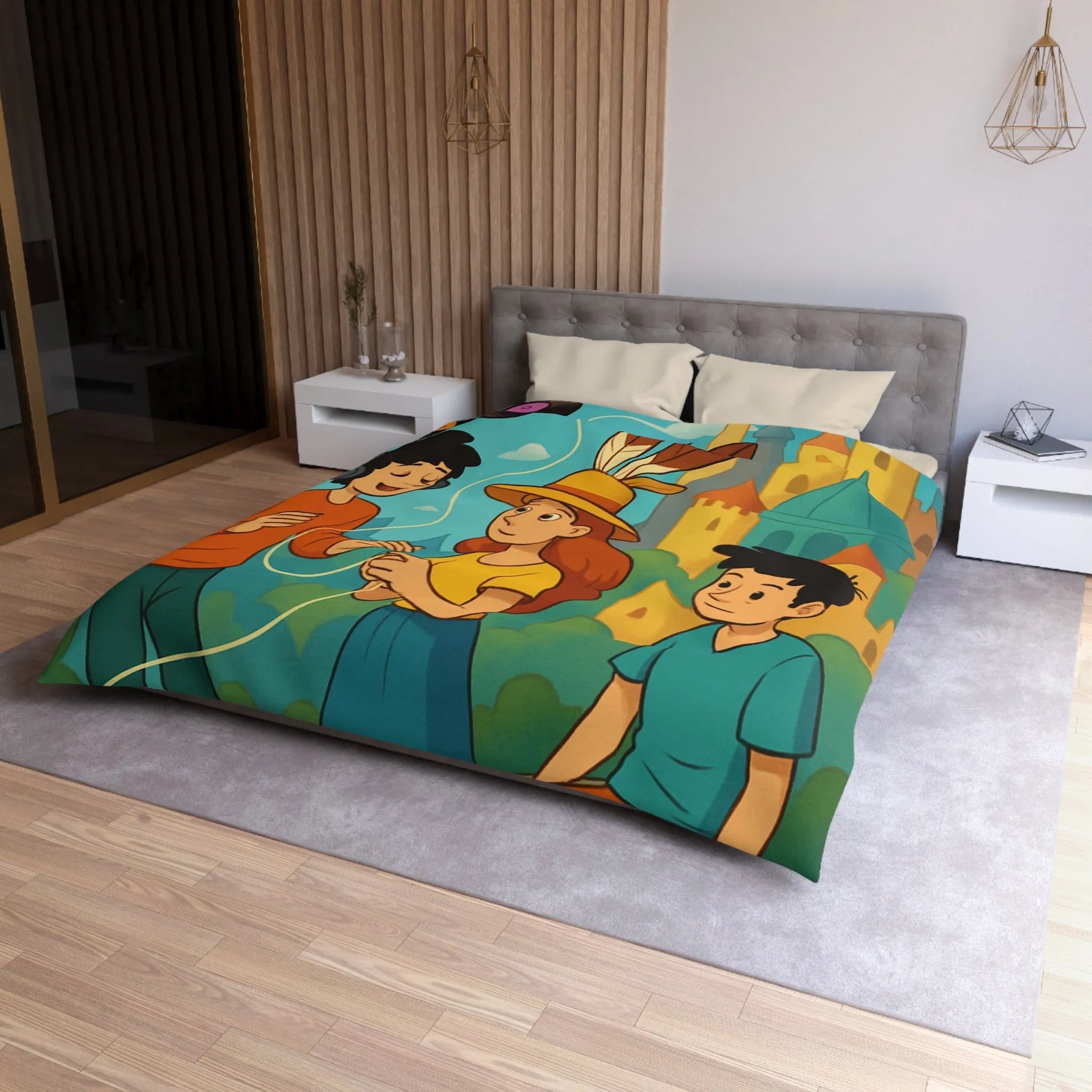 Contes Enchantés: Douce Mélodie et Château Coloré sur Housse de Couette Enfant