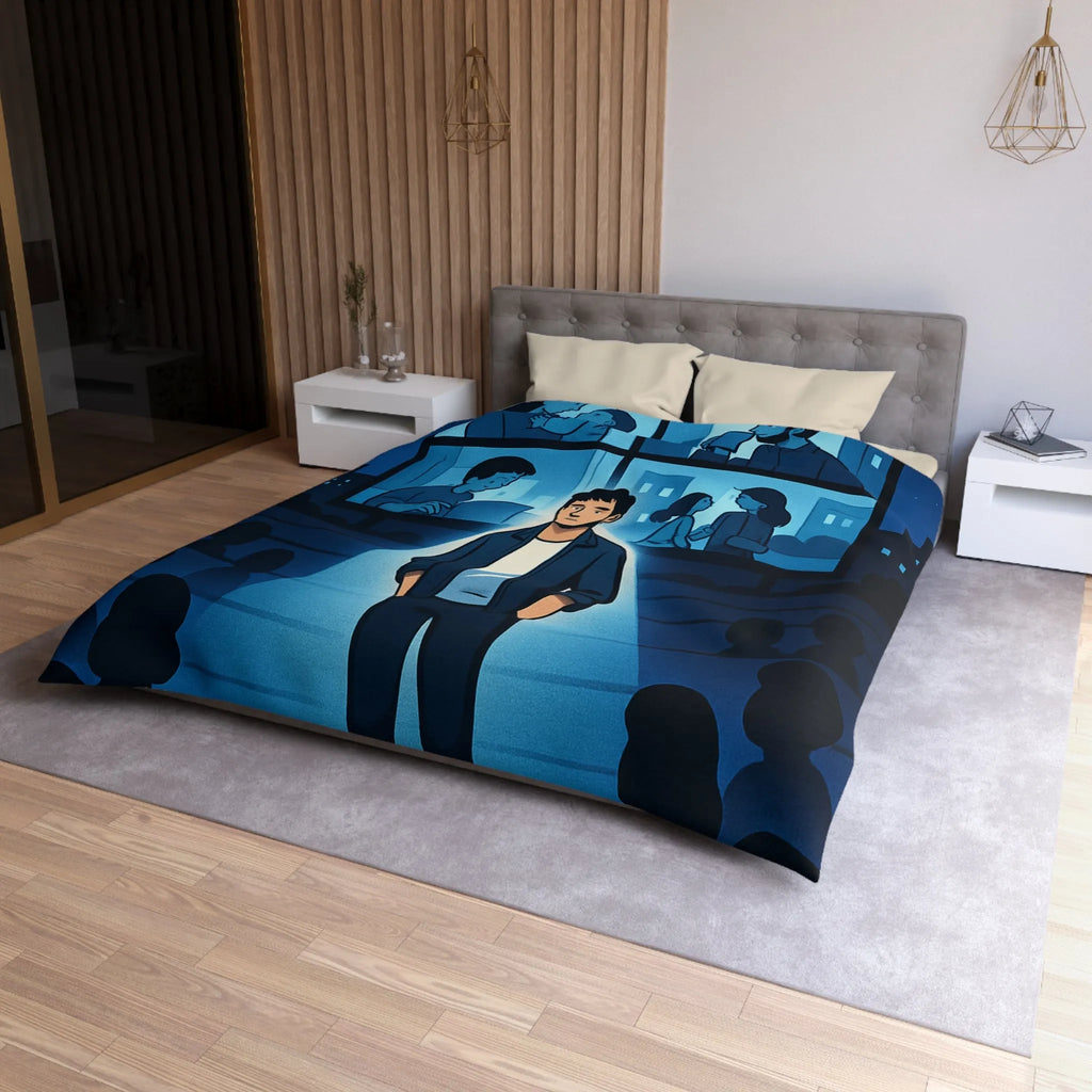 Housse de Couette Microfibre Art Graphique Contemporain Style Décoratif Chambre Tendance