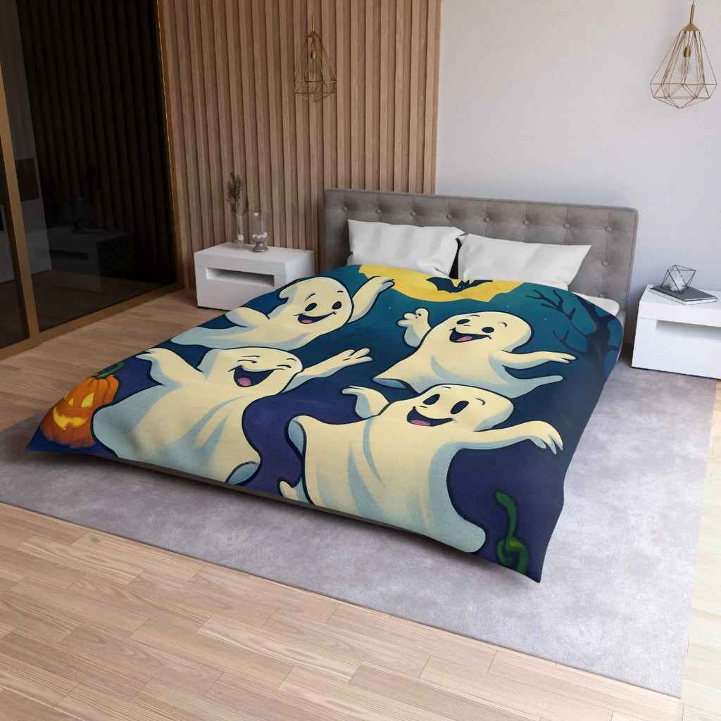 Housse de couette fantaisie avec esprits dansants sous lune et chauves-souris effrayantes