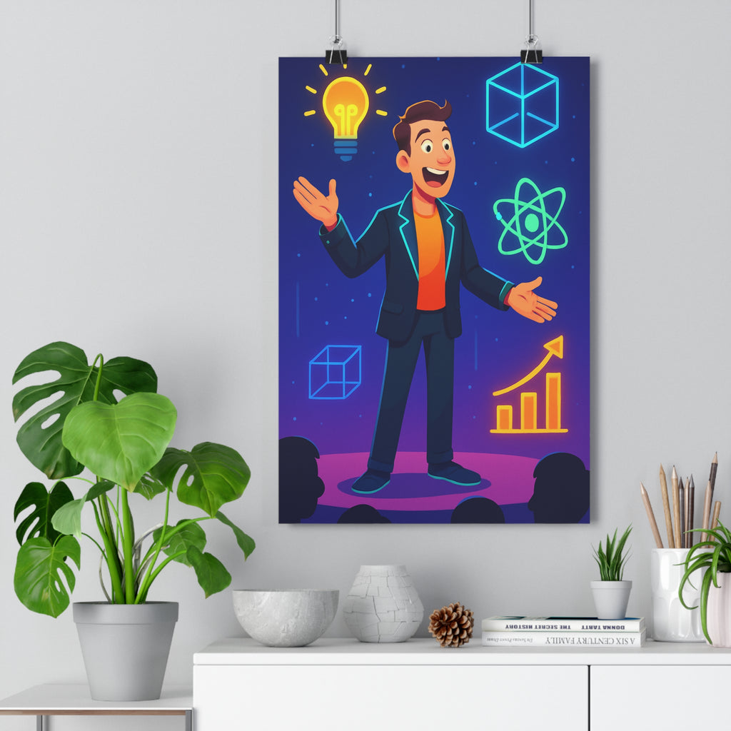 Poster décoratif minimaliste dynamique bleu orange vert moderne bureau inspiration idée concept lumineux qualité