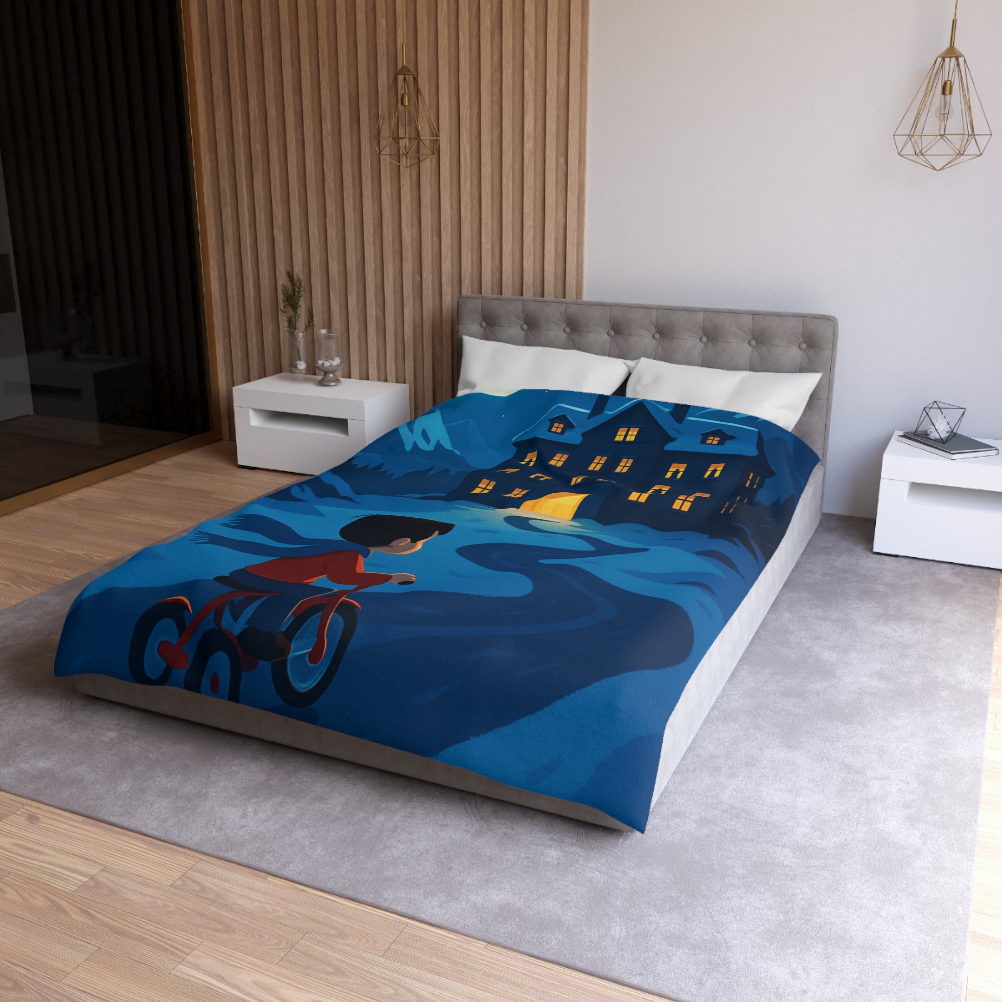 Housse de Couette Microfibre Motif Créatif Original Style Contemporain Chambre Élégante