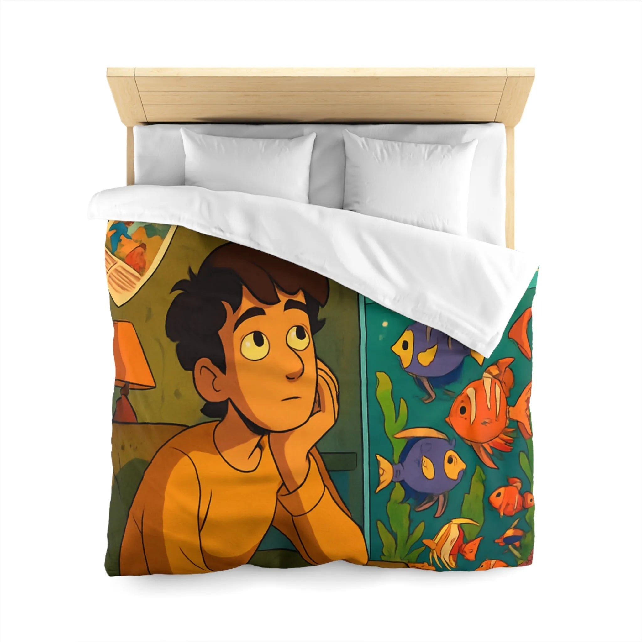 Captivant design coloré d'une chambre rêveuse avec poissons pour adolescents rêveurs