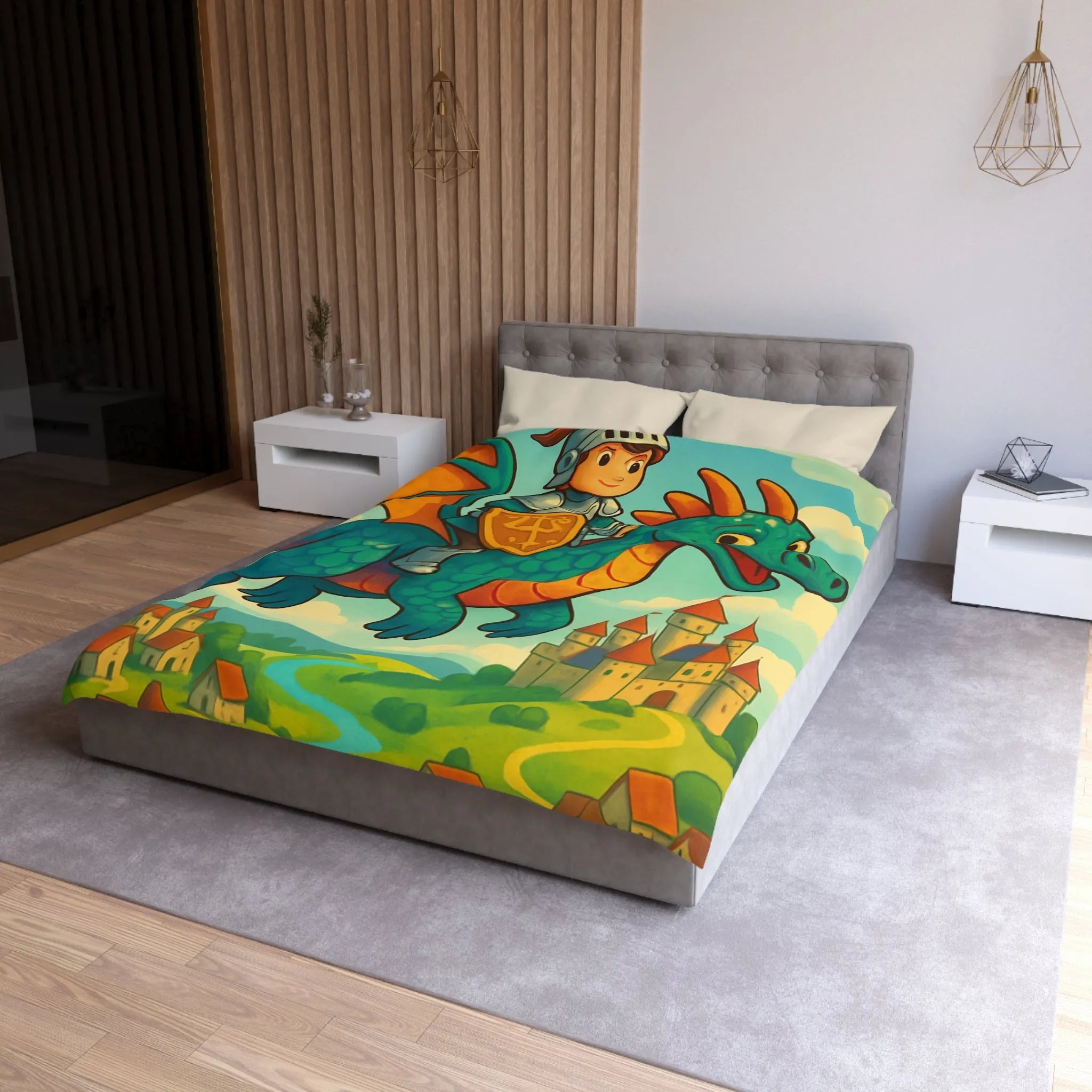 Housse de Couette Microfibre Art Graphique Contemporain Style Décoratif Chambre Tendance