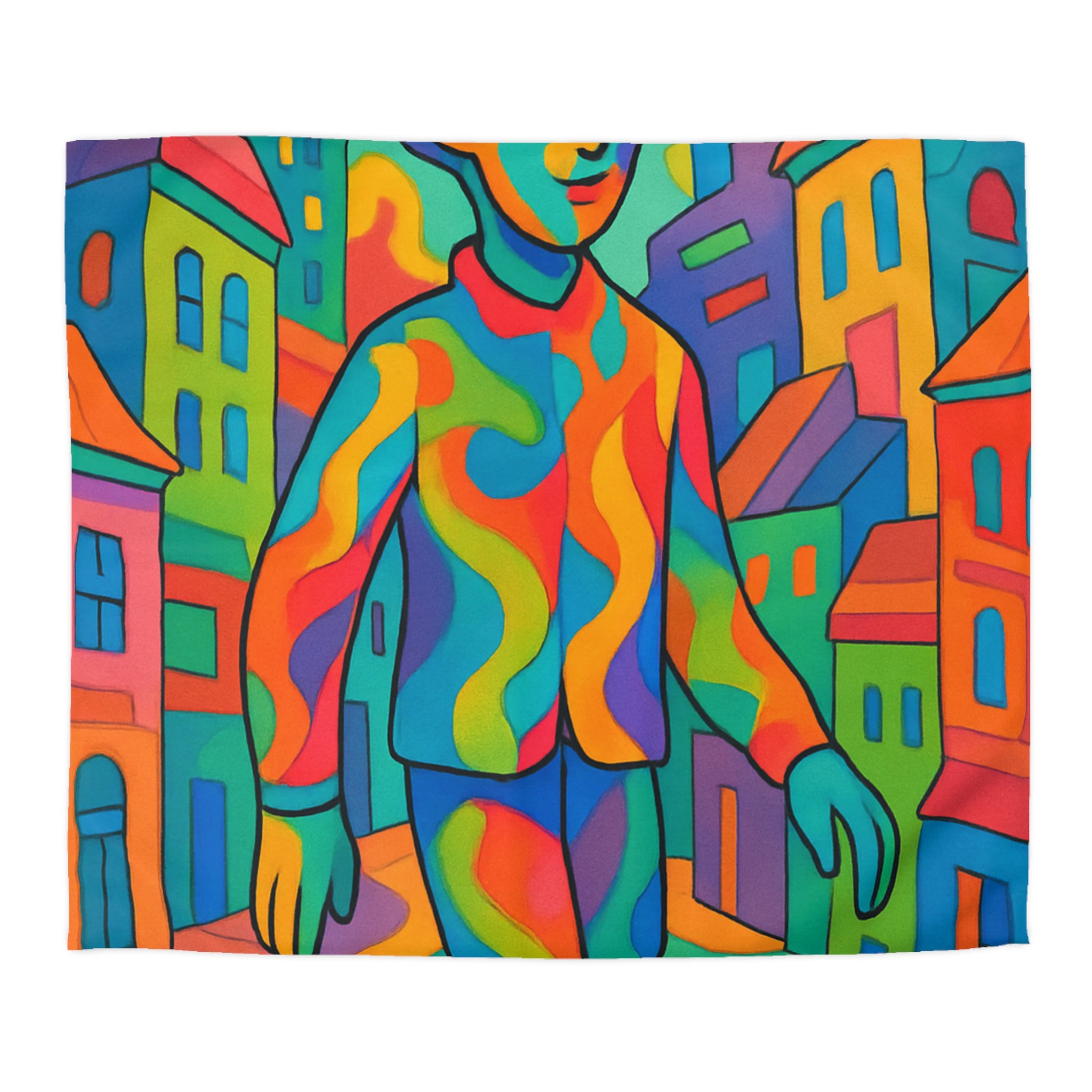 Housse de Couette Microfibre Motif Créatif Original Style Contemporain Chambre Élégante