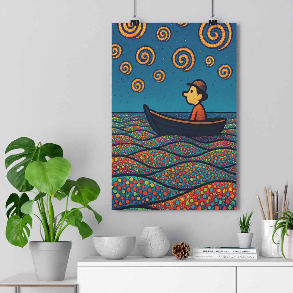 Poster décoratif surréaliste multicolore mystérieux artistique salon chambre vibrant unique spirales créatif éclatant qualité