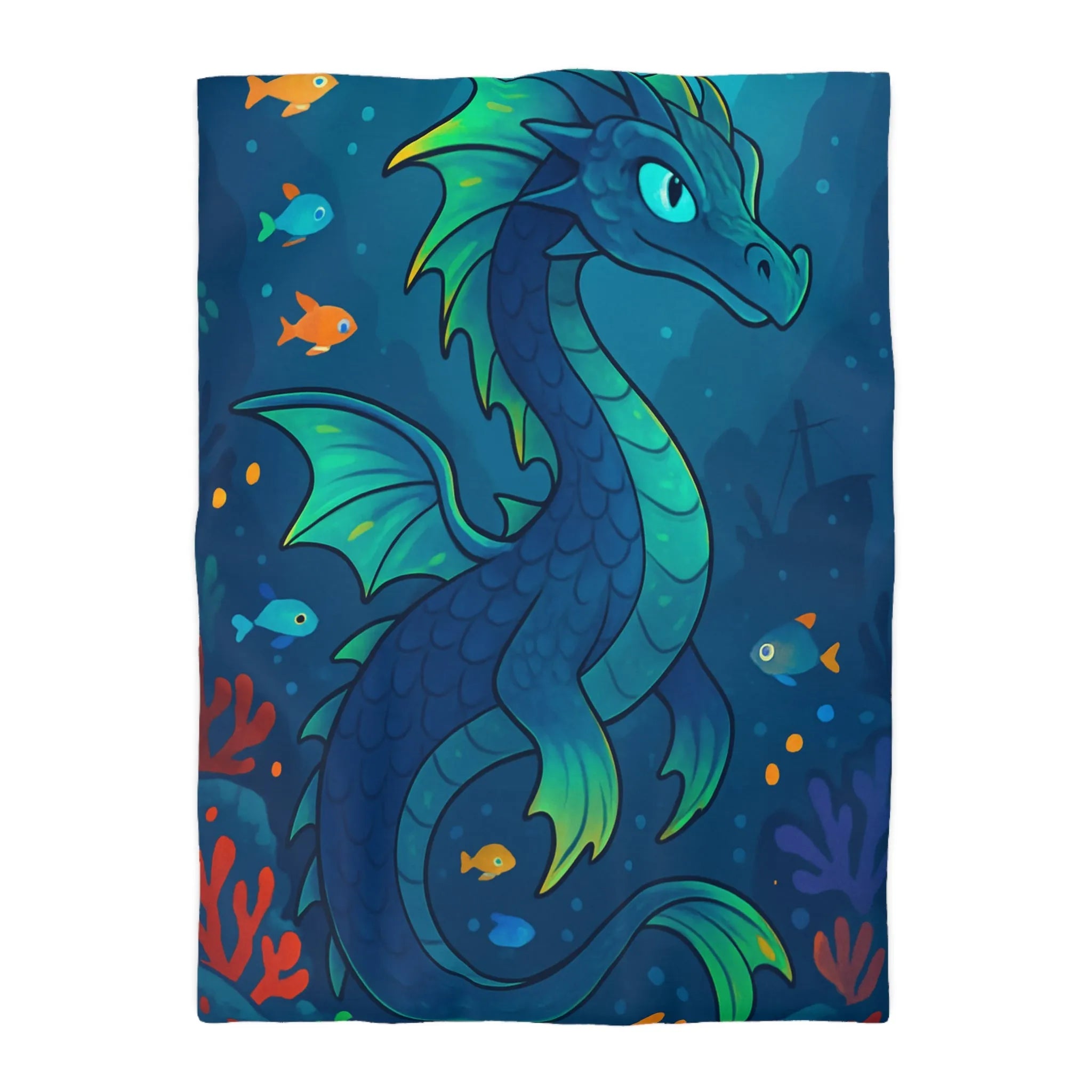 Fantastique Dragon Marin et Poissons Exotiques dans une Scène Océanique Enchantée