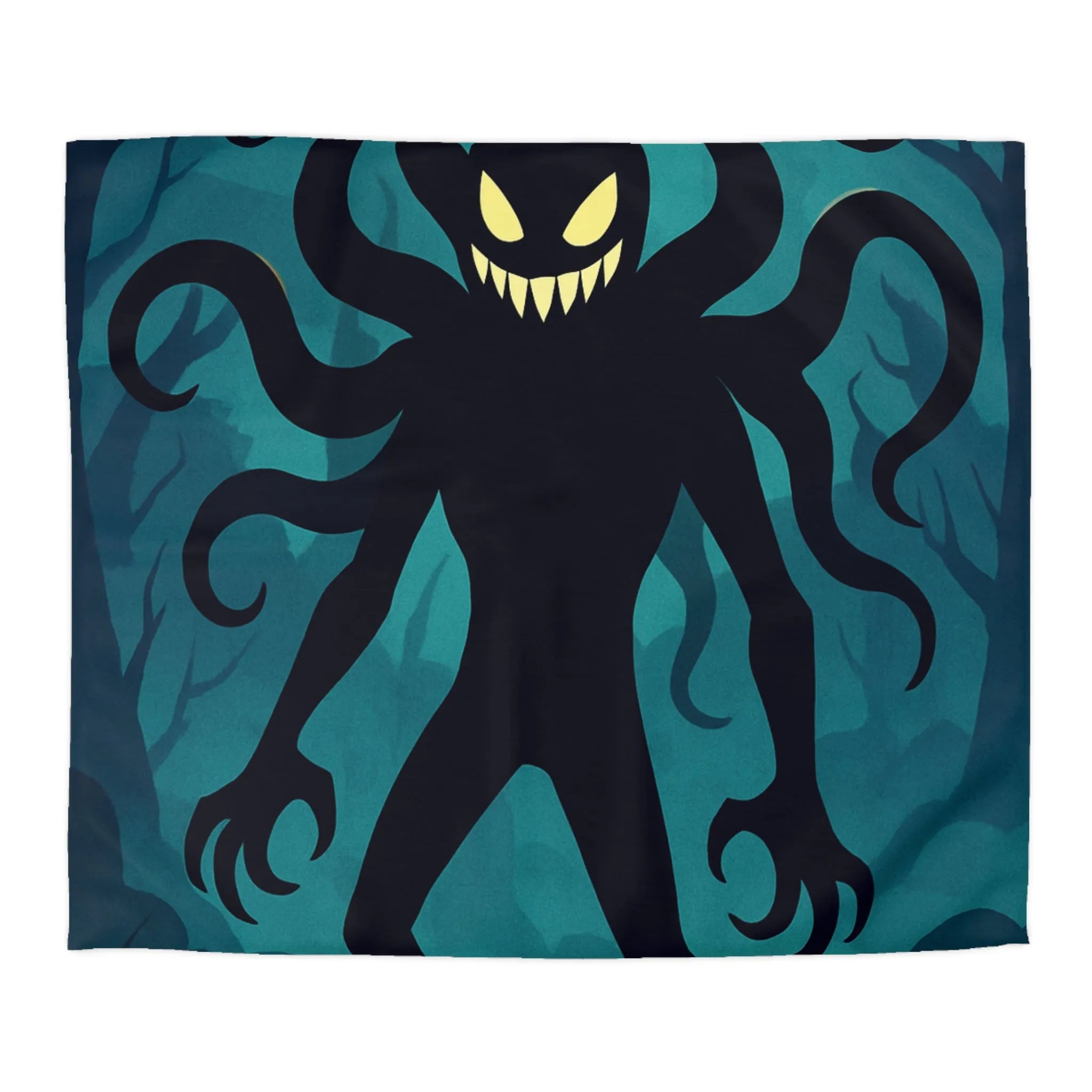 Housse de couette créature mystique sous lumière de lune dans forêt énigmatique sombre