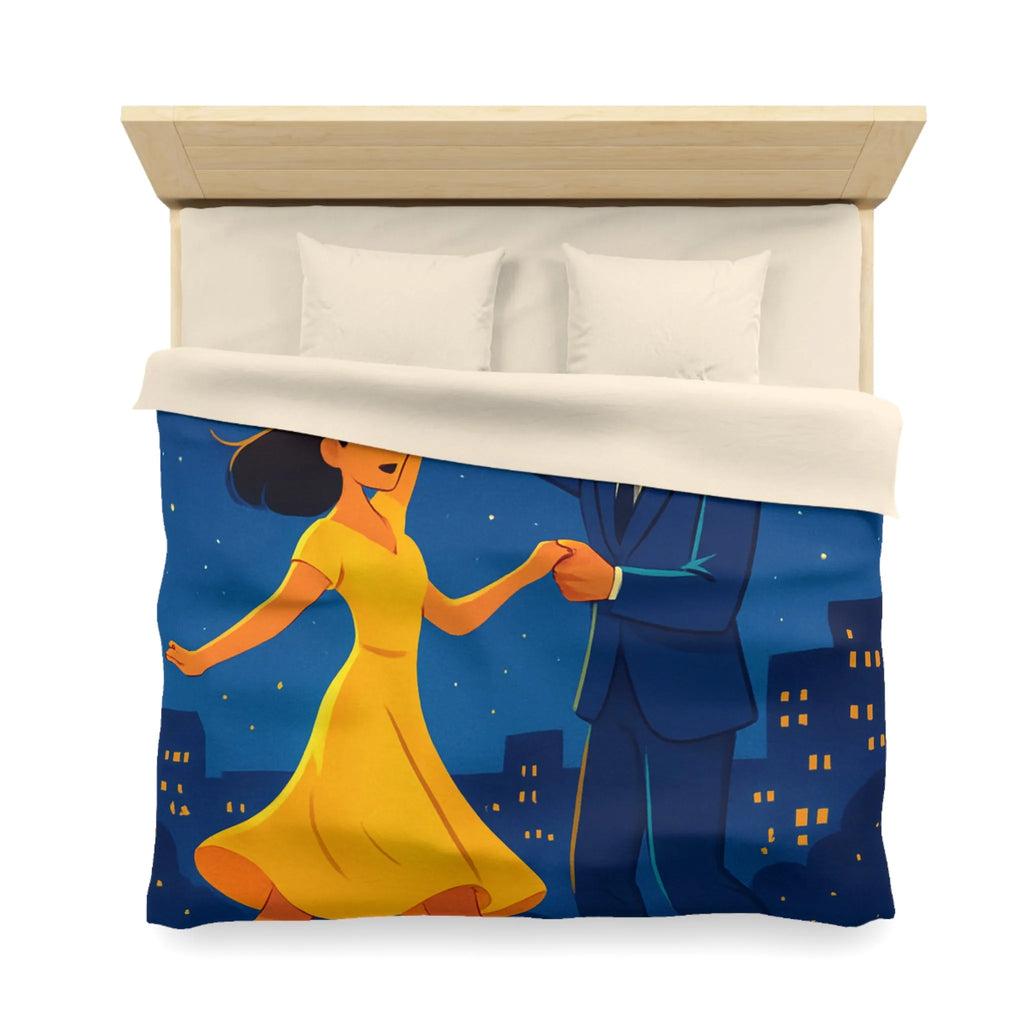 Housse de Couette Étoilée avec Couple Dansant en Soirée Ville Style Vintage