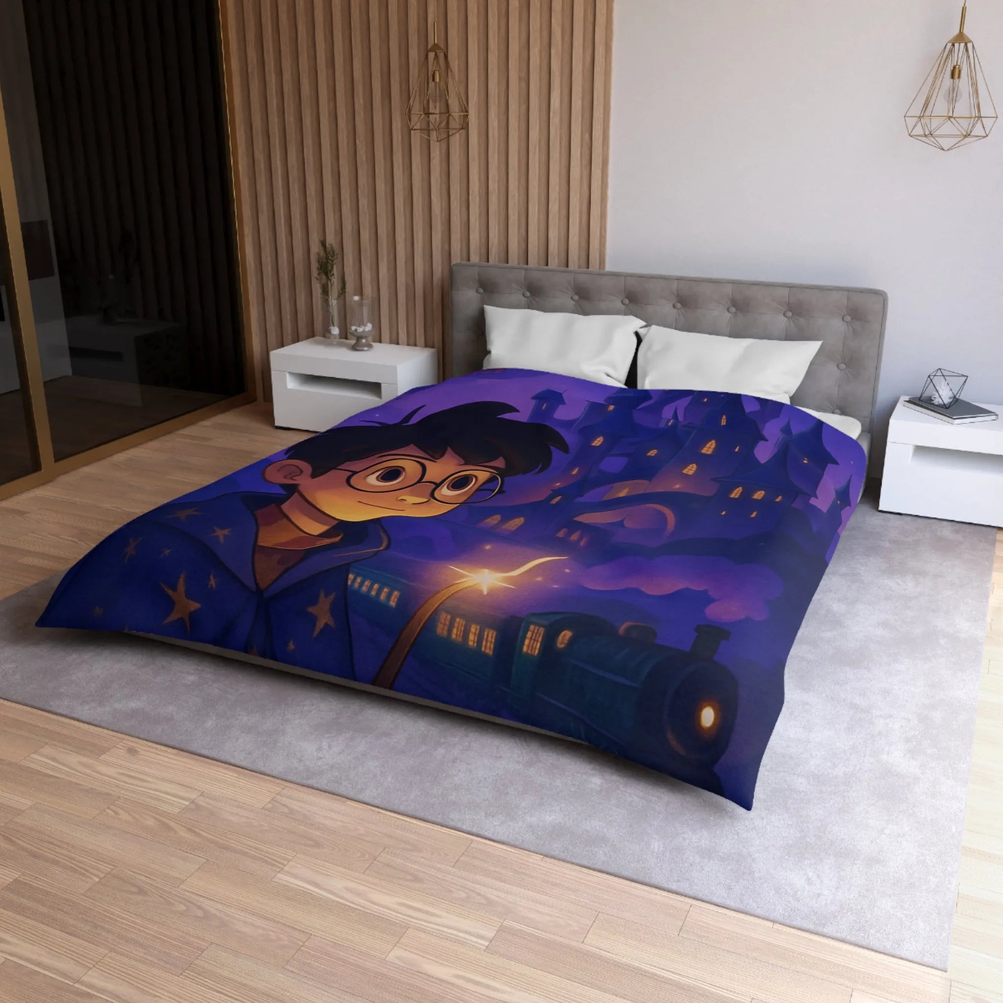 Housse de Couette Microfibre Art Graphique Contemporain Style Décoratif Chambre Tendance