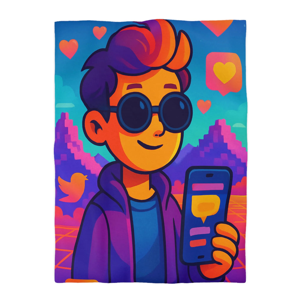 Housse de Couette Idéale pour Chambre Moderne avec Motifs Numériques Abstraits et Colorés