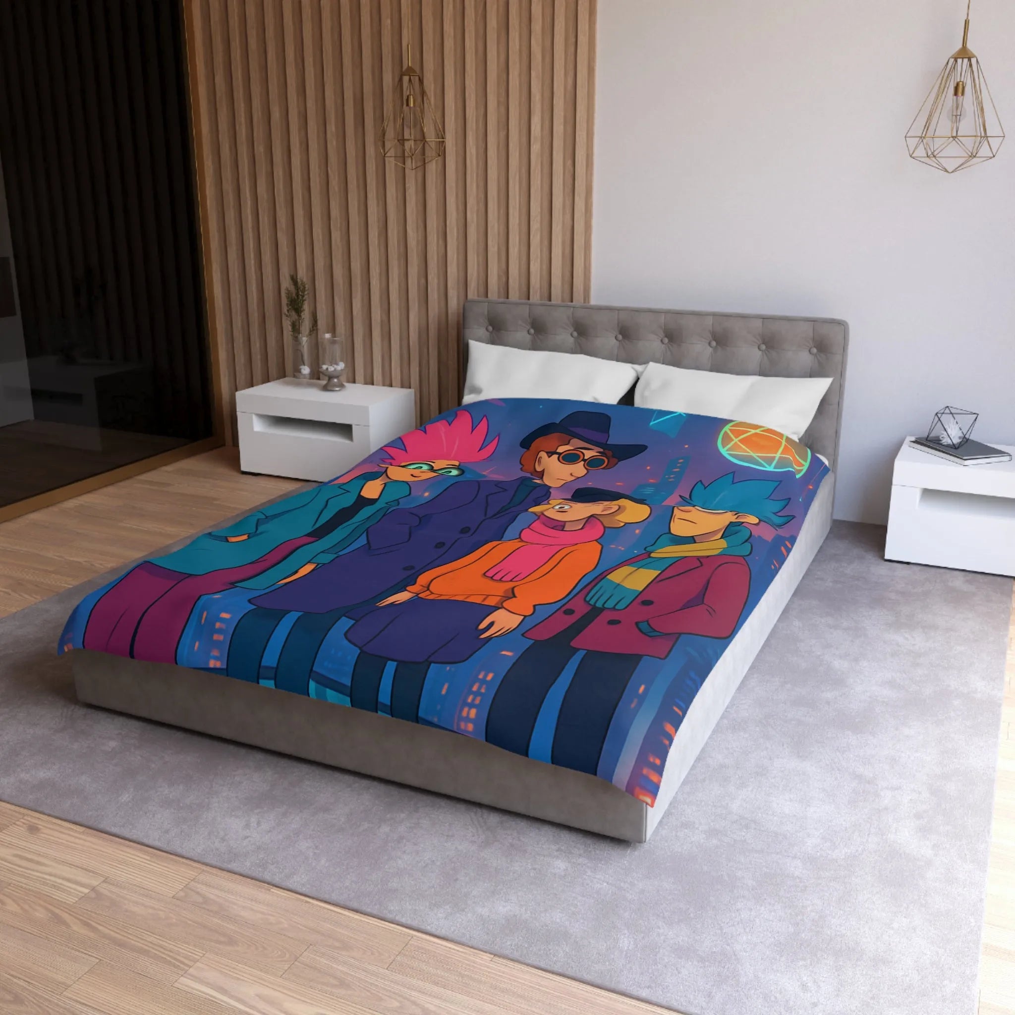 Éclat Pop Art : Style Audacieux et Couleurs Vives sur Housse de Couette Futuriste