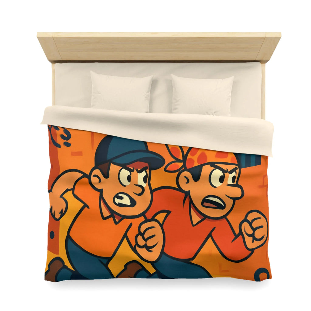 Housse de couette cartoon évasion prisonniers, ambiance aventure et couleurs vives captivantes