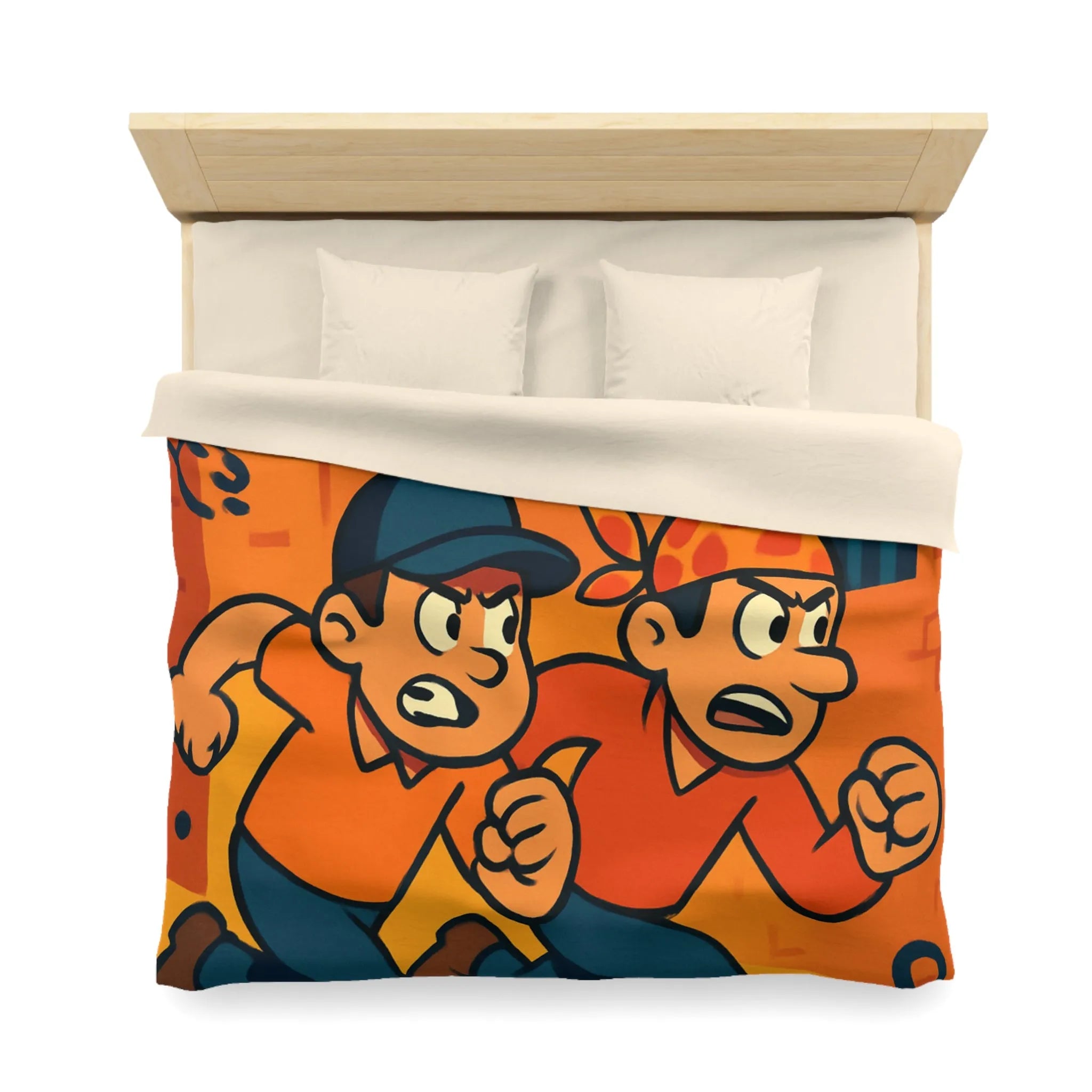 Housse de couette cartoon évasion prisonniers, ambiance aventure et couleurs vives captivantes