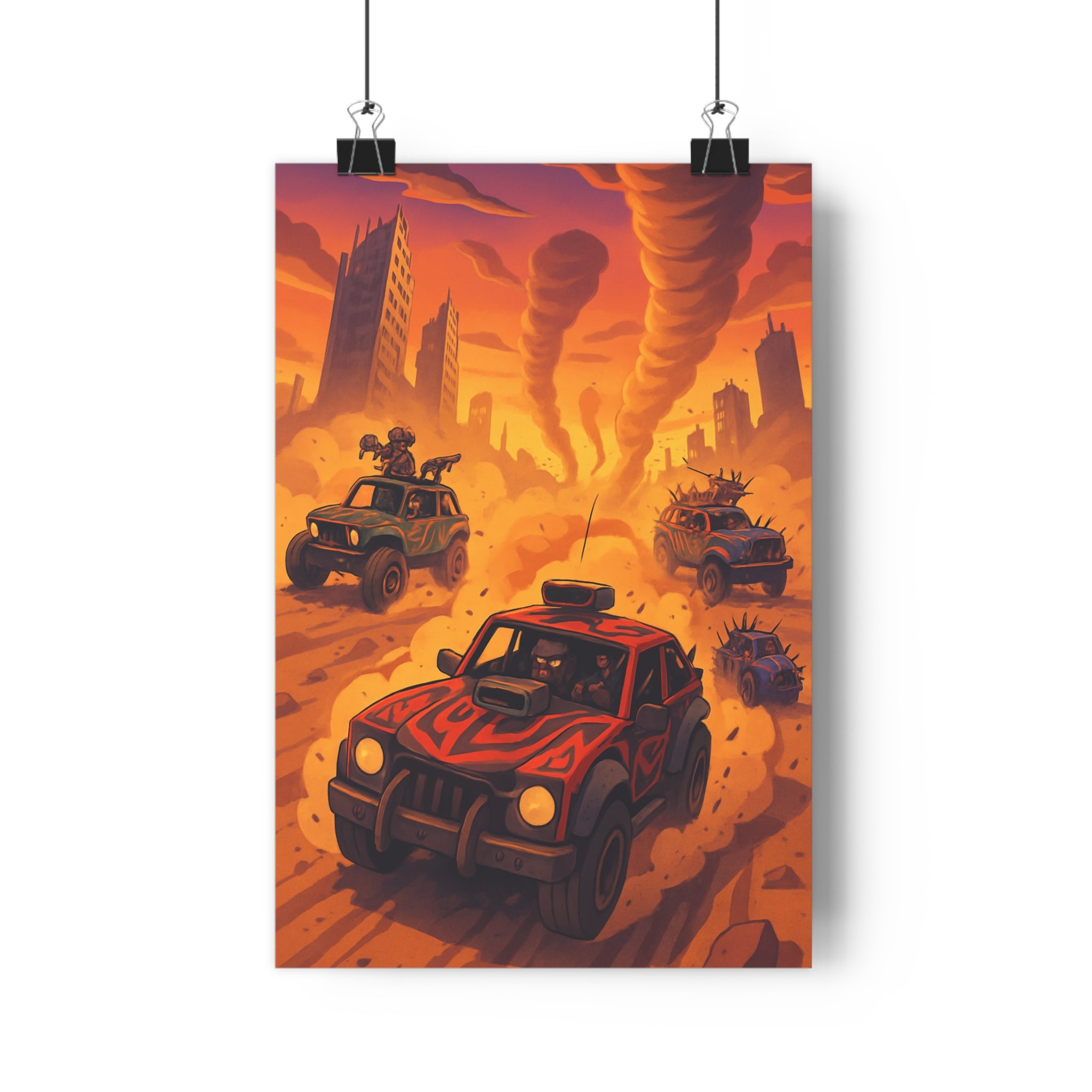 Poster décoratif course apocalyptique rouge noir dynamique aventure chambre gamer design intense 30x46 cm