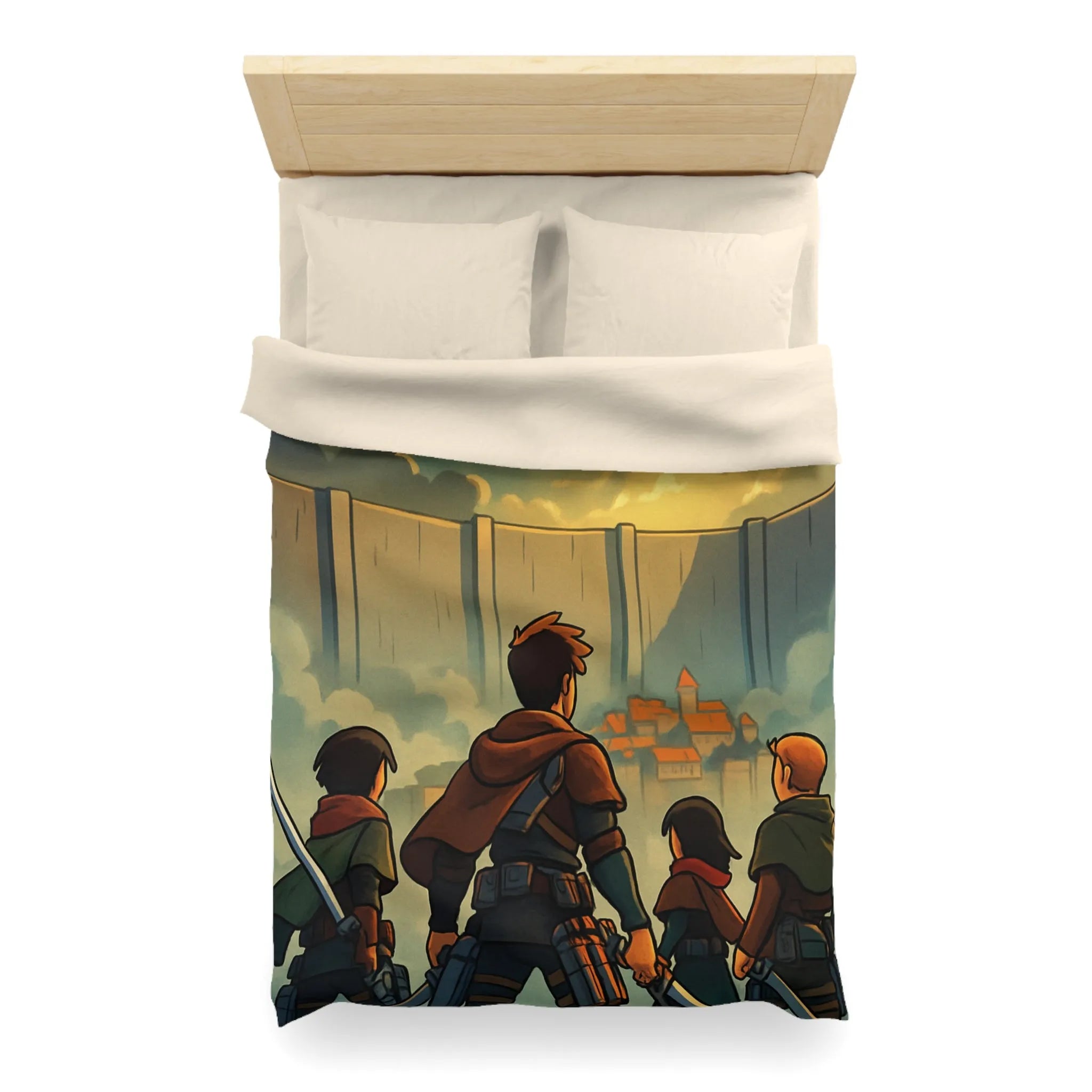 Épique housse de couette anime inspirée harmonie aventure dynamique murs personnages