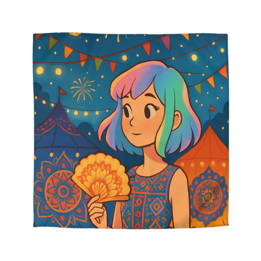 Housse de couette colorée avec motif de festival et feux d'artifice captivants