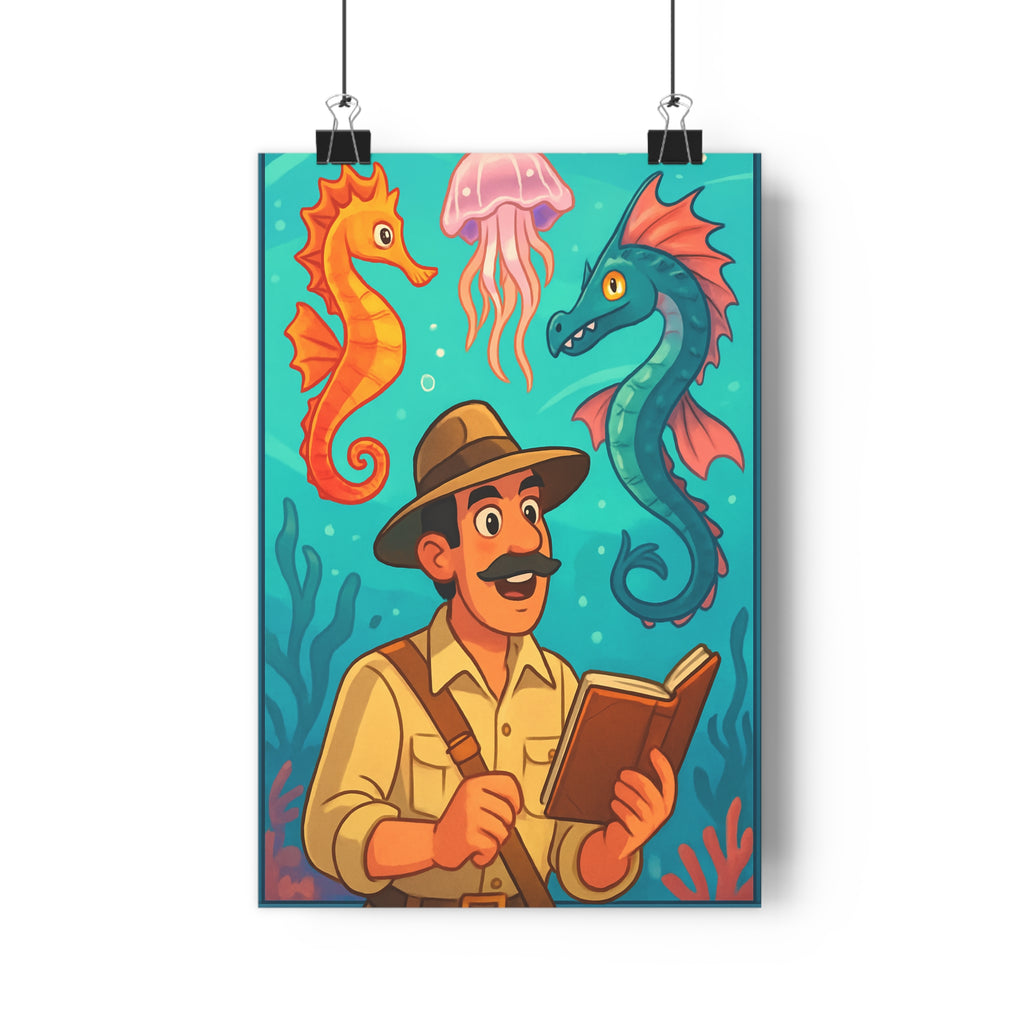 Poster décoratif aventure rose vert bleu cartoon enfant chambre joyeux mystique captivant marin fantastique