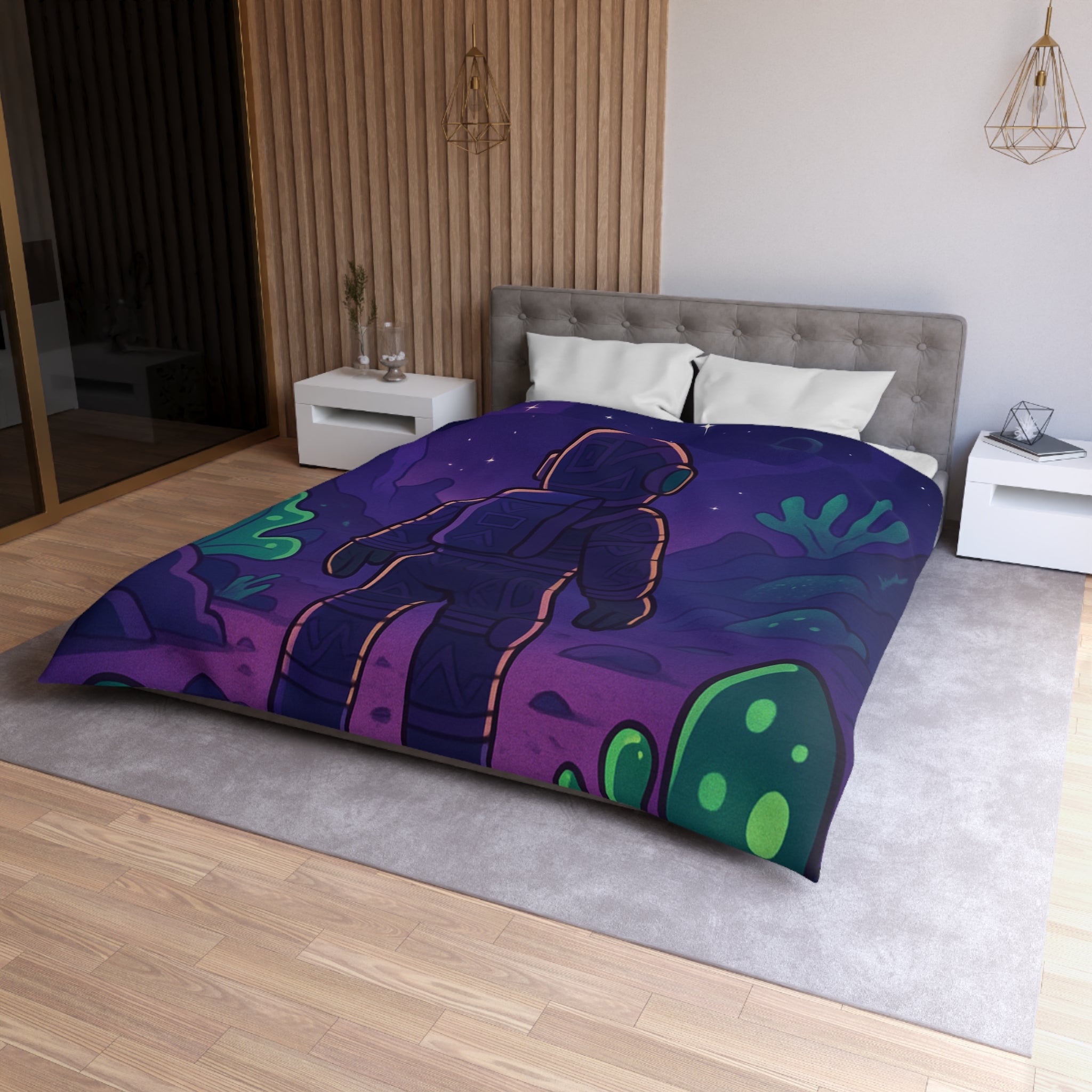 Plongée Onirique dans l'Espace: Astronaute Explorant Paysage Stellaire Céleste et Mystérieux