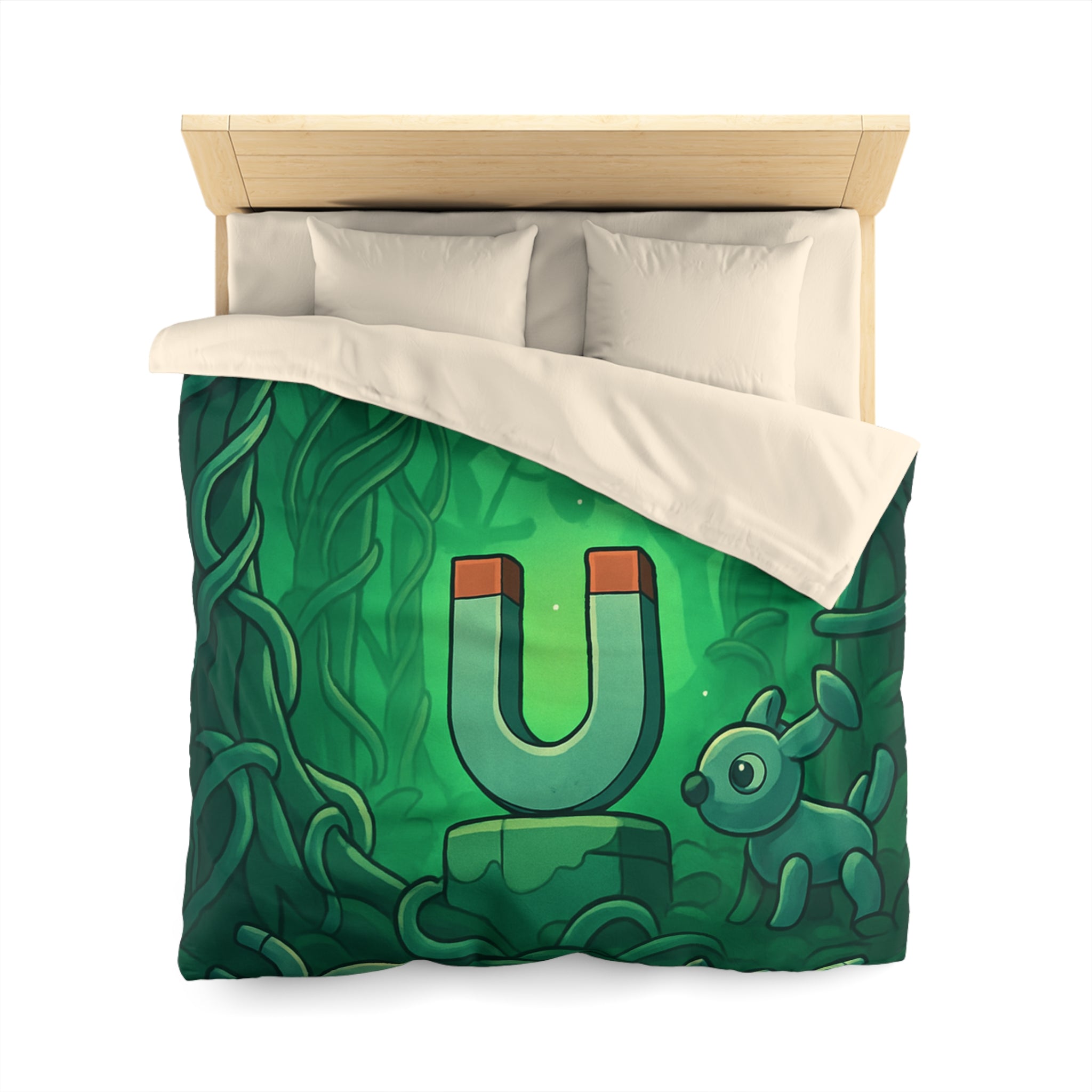 Housse de couette verte forêt magnétique animaux déco pour chambre enfants imaginative