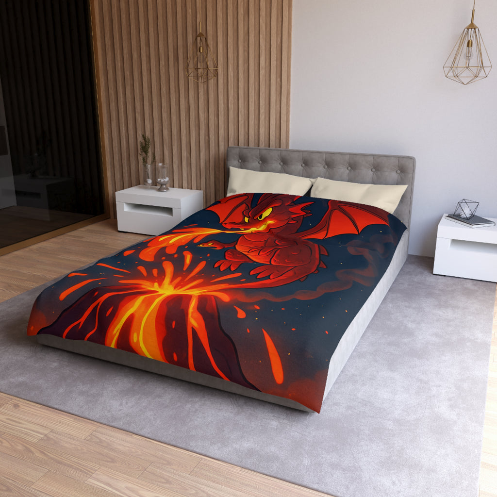 Intense Housse Dragon Rouge Feu Volcanique Ambiance Nocturne Idéale pour Chambre Fantasy