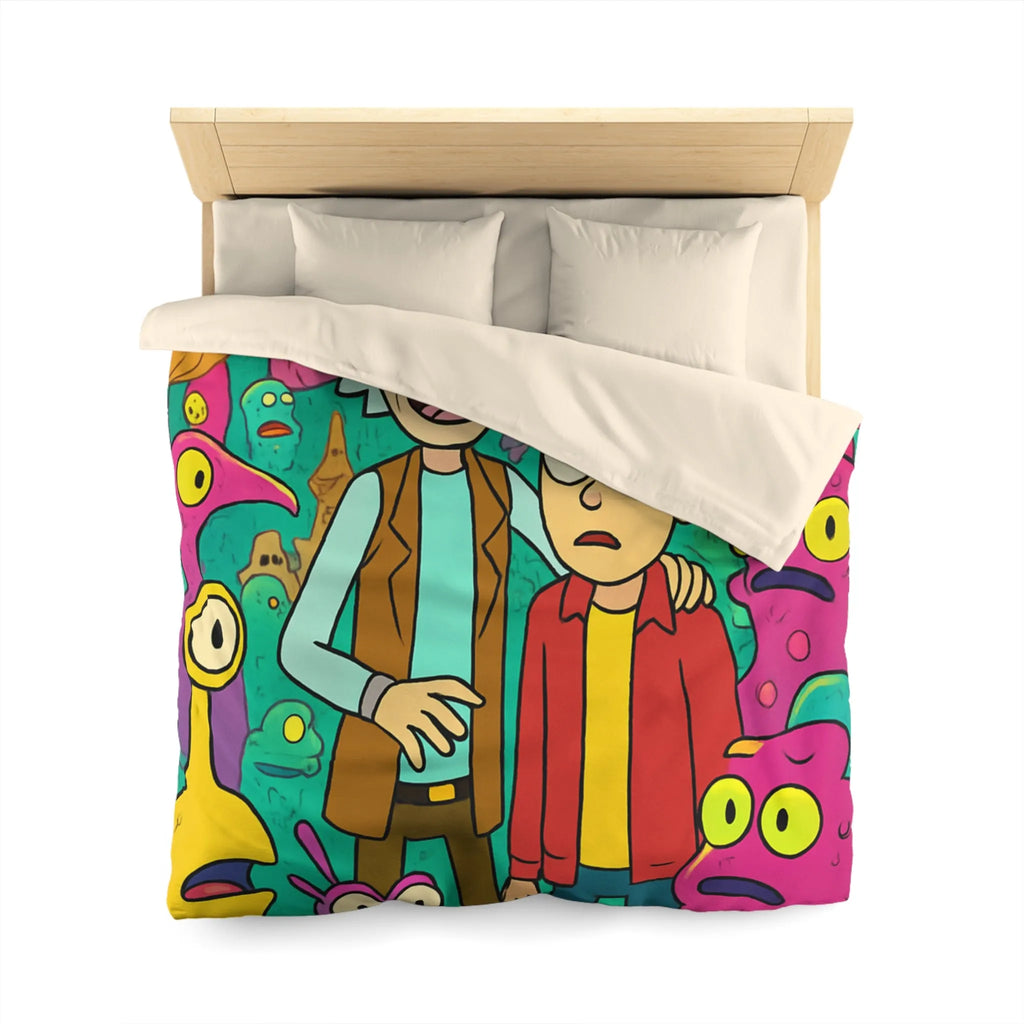 Housse de couette extravagante avec motifs extraterrestres et ambiance science-fiction colorée animée