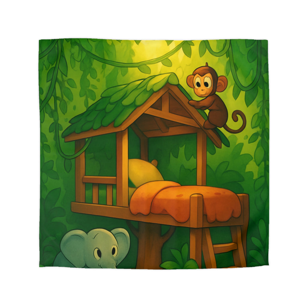 Jolie housse de couette avec animaux de la jungle pour chambre d'enfant colorée