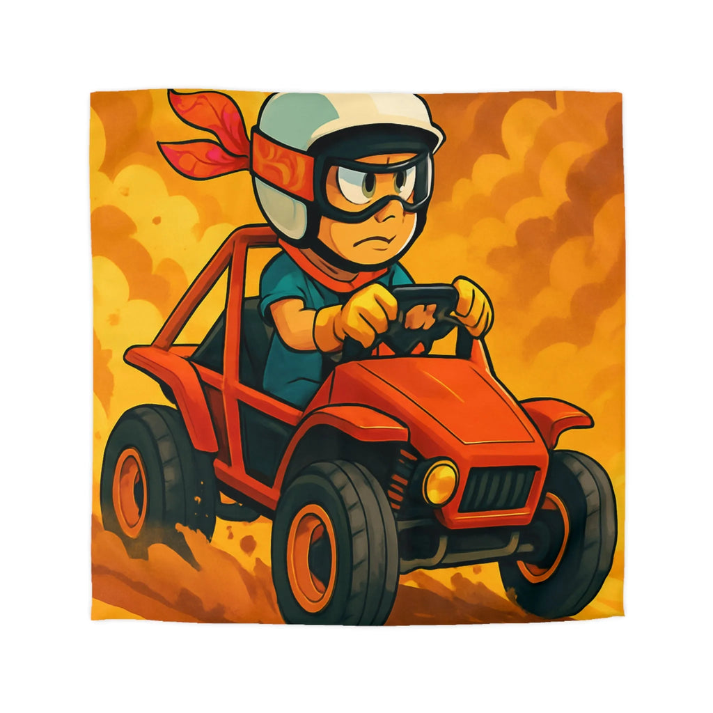 Housse de couette aventure enfant avec pilote de buggy dans le désert ensoleillé