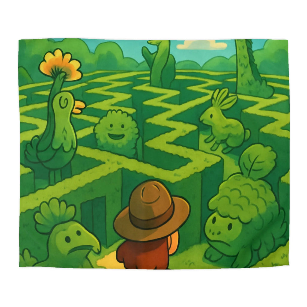 Explorez un Labyrinthe de Créatures Végétales Mystiques sur une Housse de Couette Originale