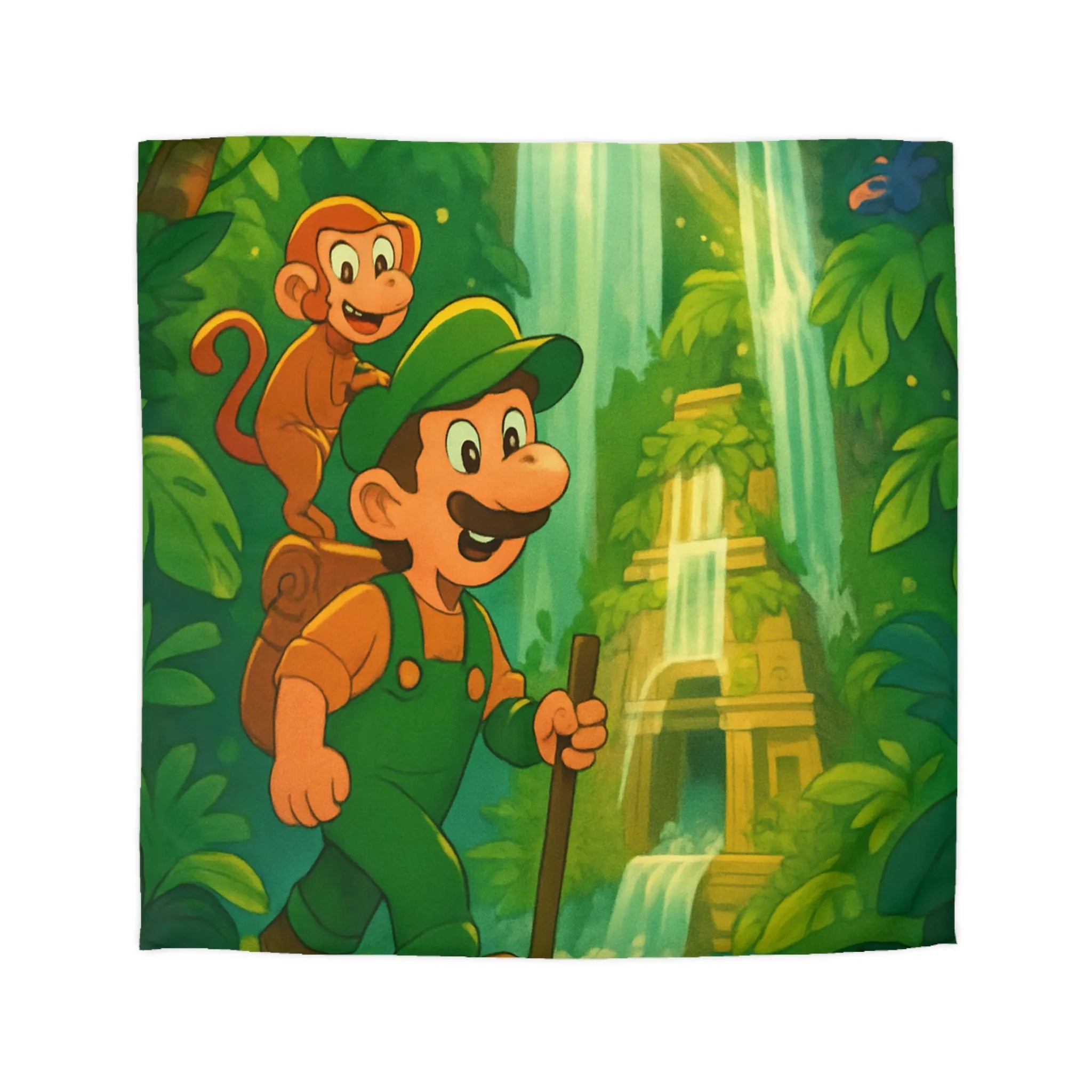 Green Plumber Journeys Through Lush Jungle With Monkey Friend And Hidden Temple Scene