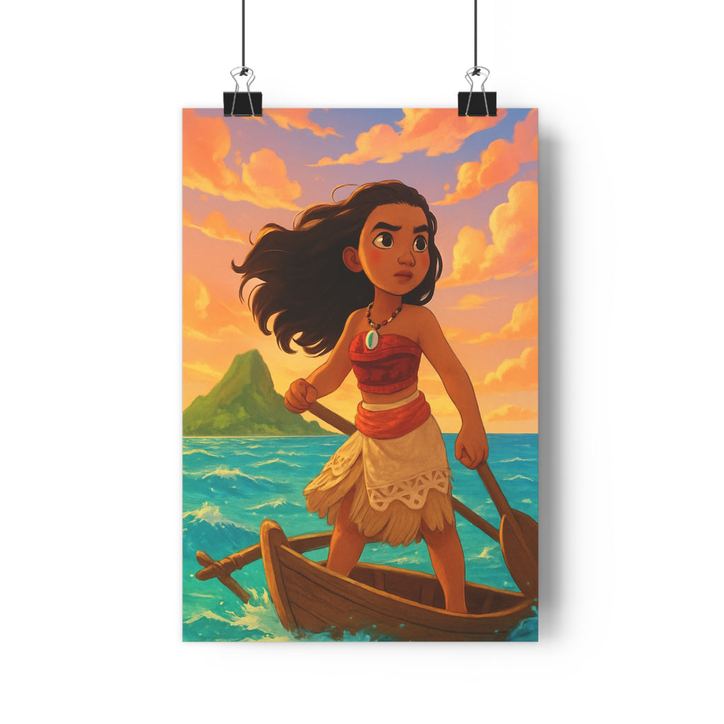 Poster décoratif aventurier turquoise cartoon dynamique mystique salon chambre inspirant vibrant coloré mer île